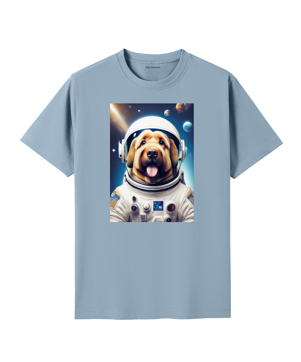 Briard Astronaut Dog T-shirt - Blue