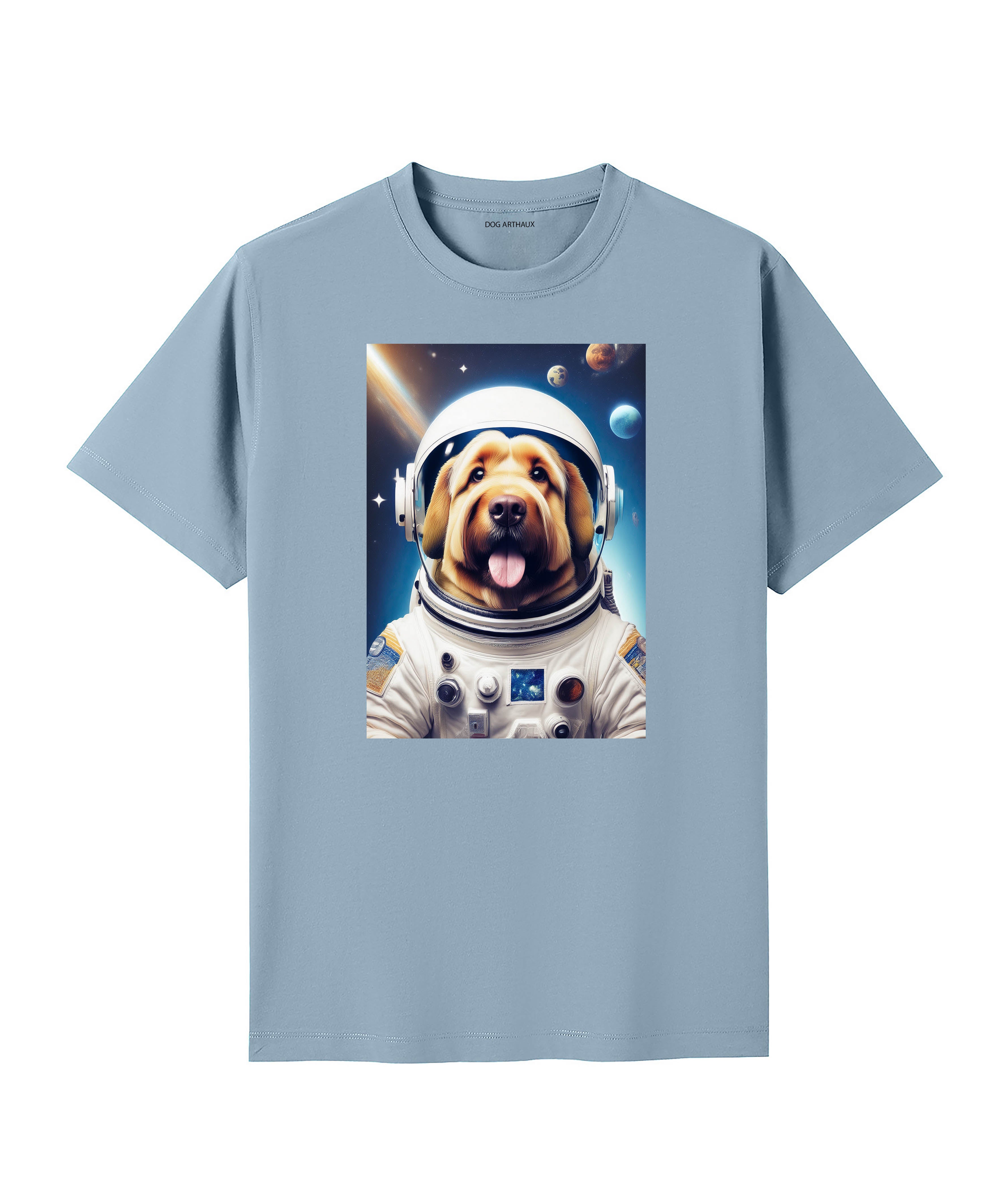 Briard Astronaut Dog T-shirt - Blue