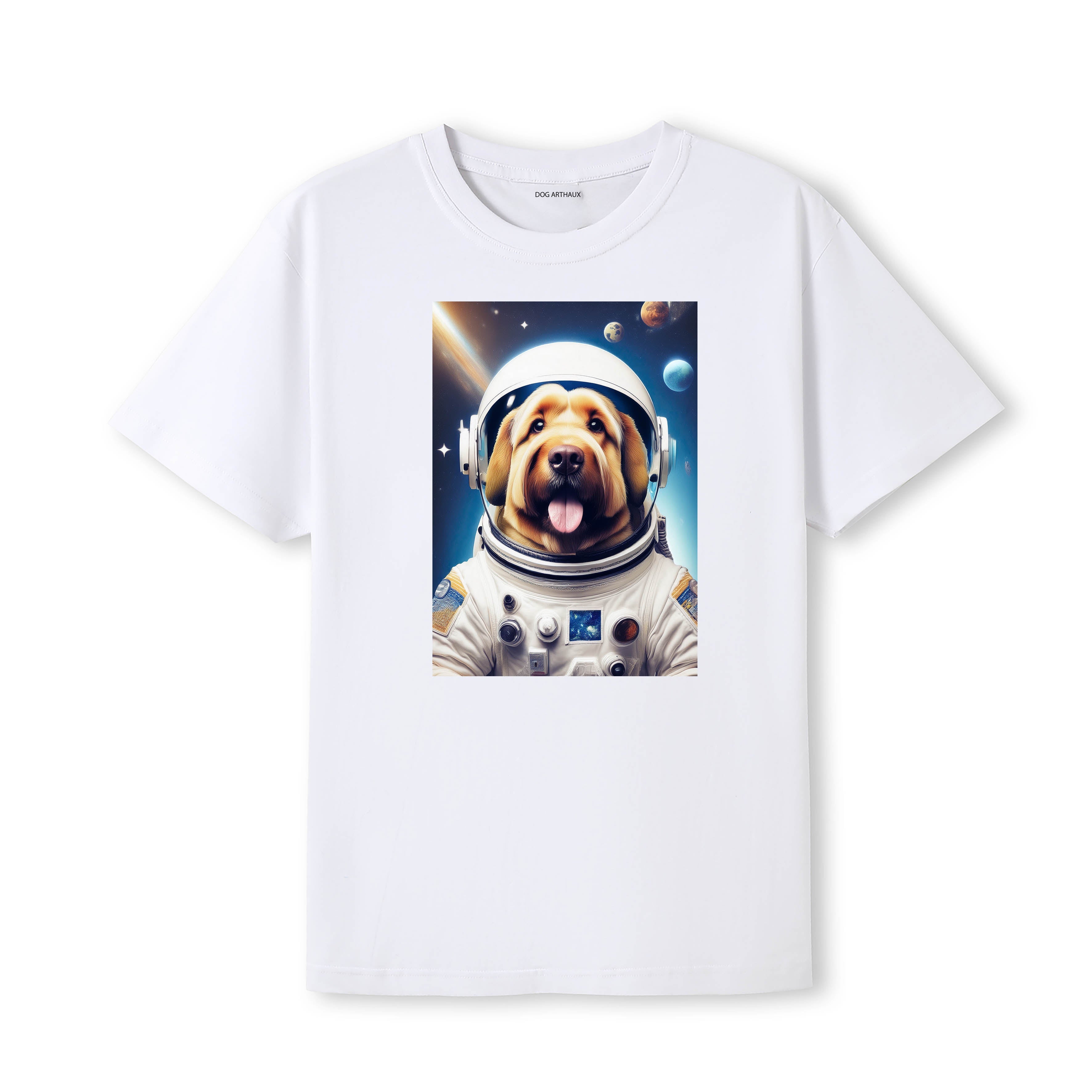 Briard Astronaut Dog T-shirt - White