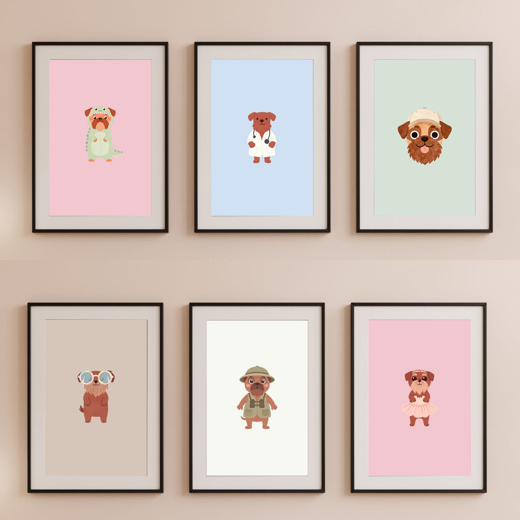 Brussels Griffon Kids Nursery Wall Art Print Bundle — 22 Dog Costume Designs, 5 Colours, 6 Print Sizes | Digital Download