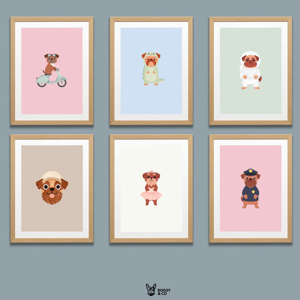 Brussels Griffon Kids Nursery Wall Art Print Bundle — 22 Dog Costume Designs, 5 Colours, 6 Print Sizes | Digital Download