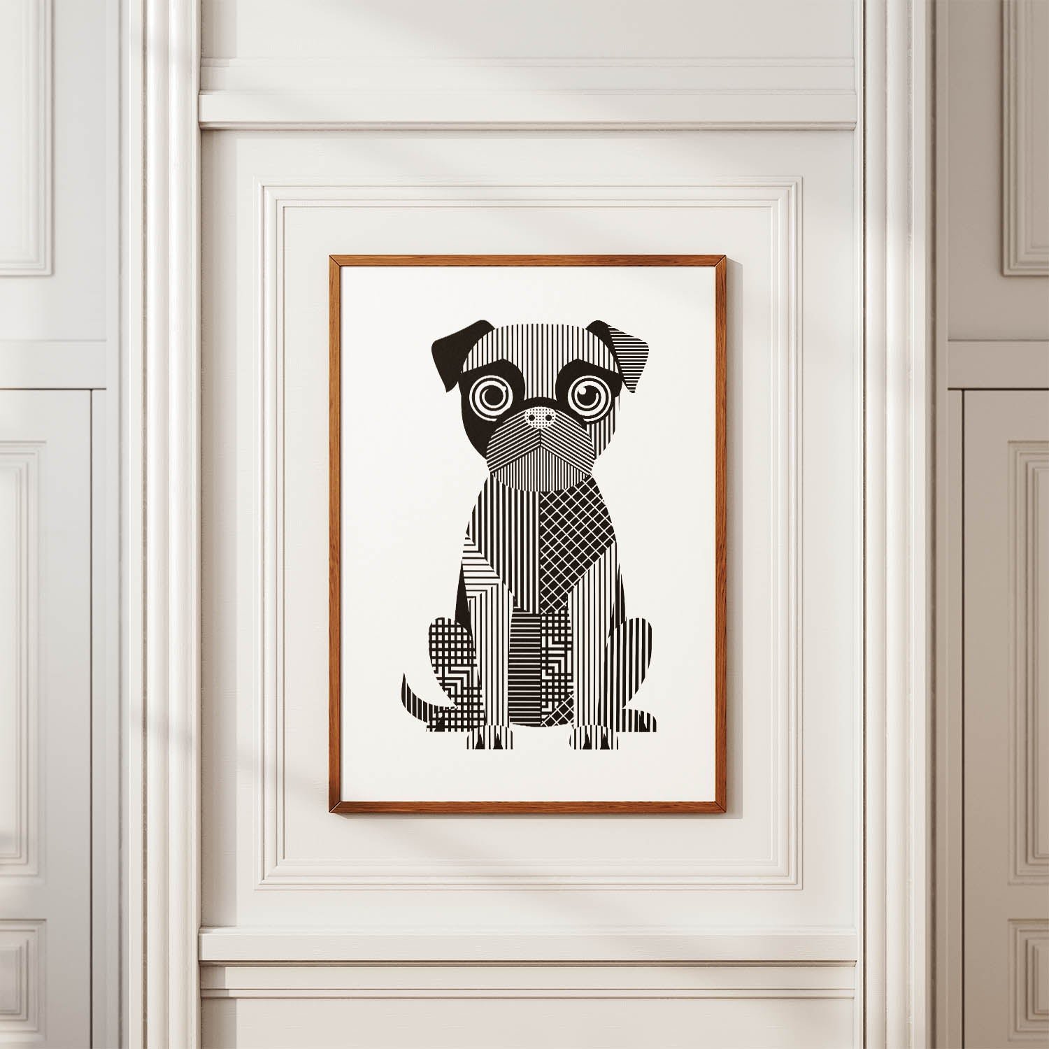 Brussels Griffon Geometric Line Art Print - Framed Mockup