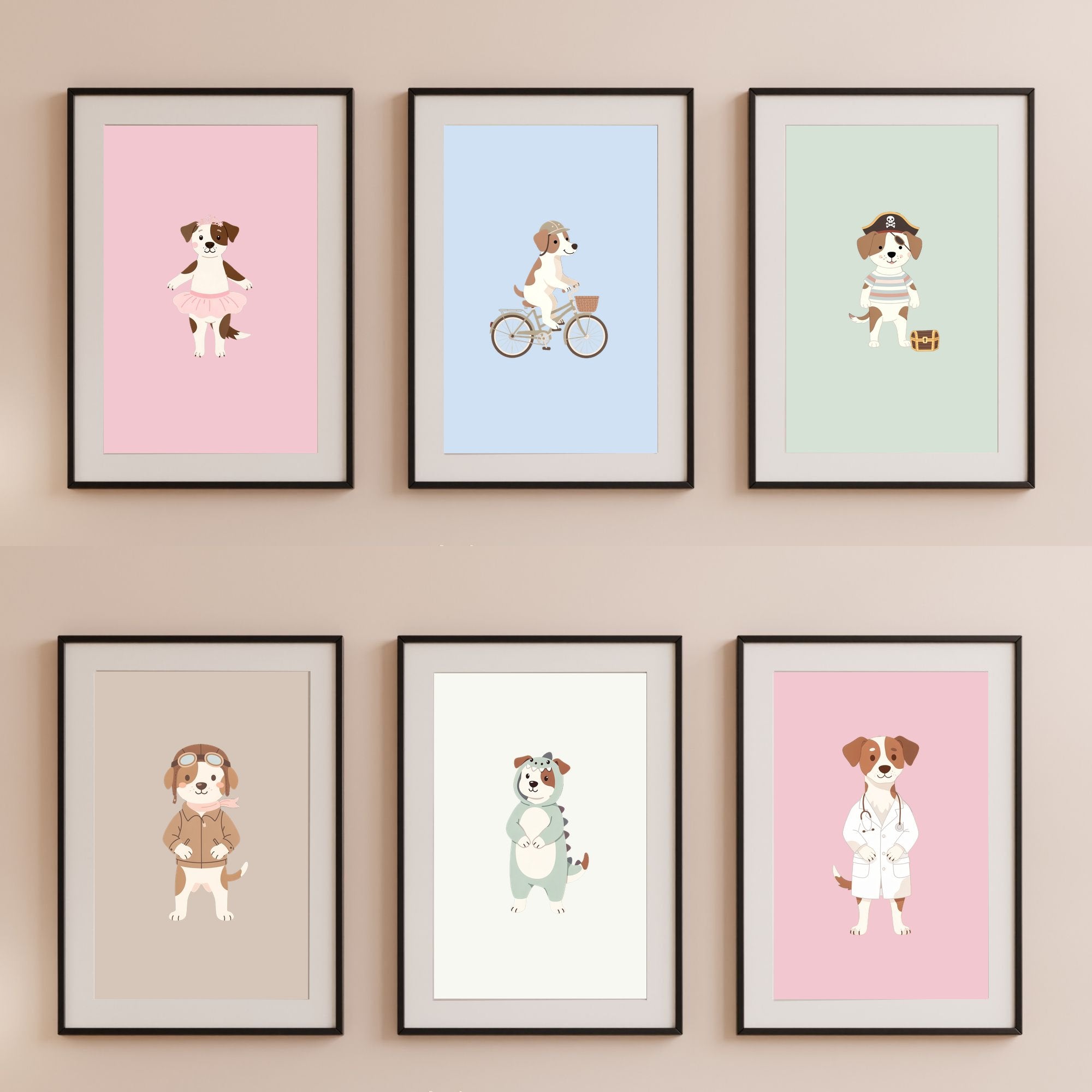 Bull Arab Kids Nursery Wall Art Print Bundle — 22 Dog Costume Designs, 5 Colours, 6 Print Sizes | Digital Download