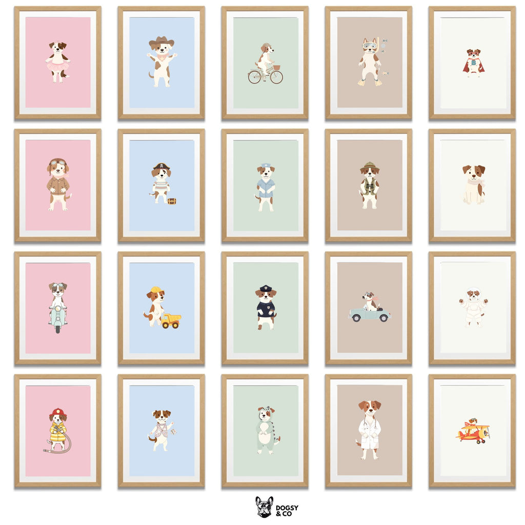 Bull Arab Kids Nursery Wall Art Print Bundle — 22 Dog Costume Designs, 5 Colours, 6 Print Sizes | Digital Download