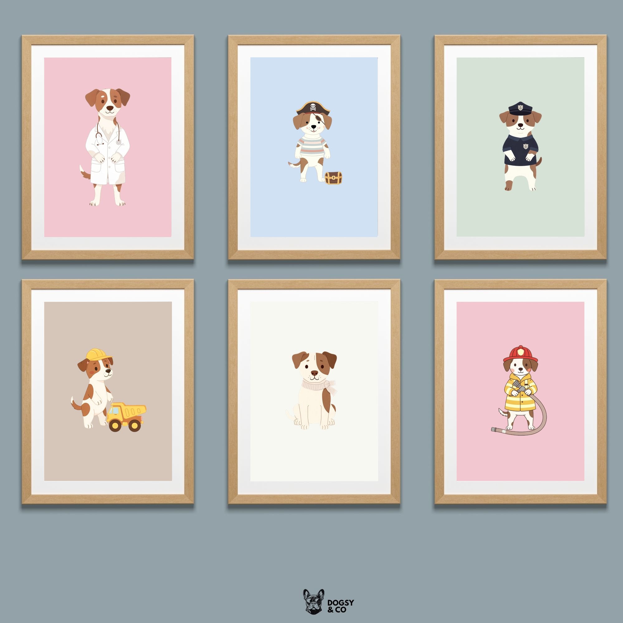 Bull Arab Kids Nursery Wall Art Print Bundle — 22 Dog Costume Designs, 5 Colours, 6 Print Sizes | Digital Download