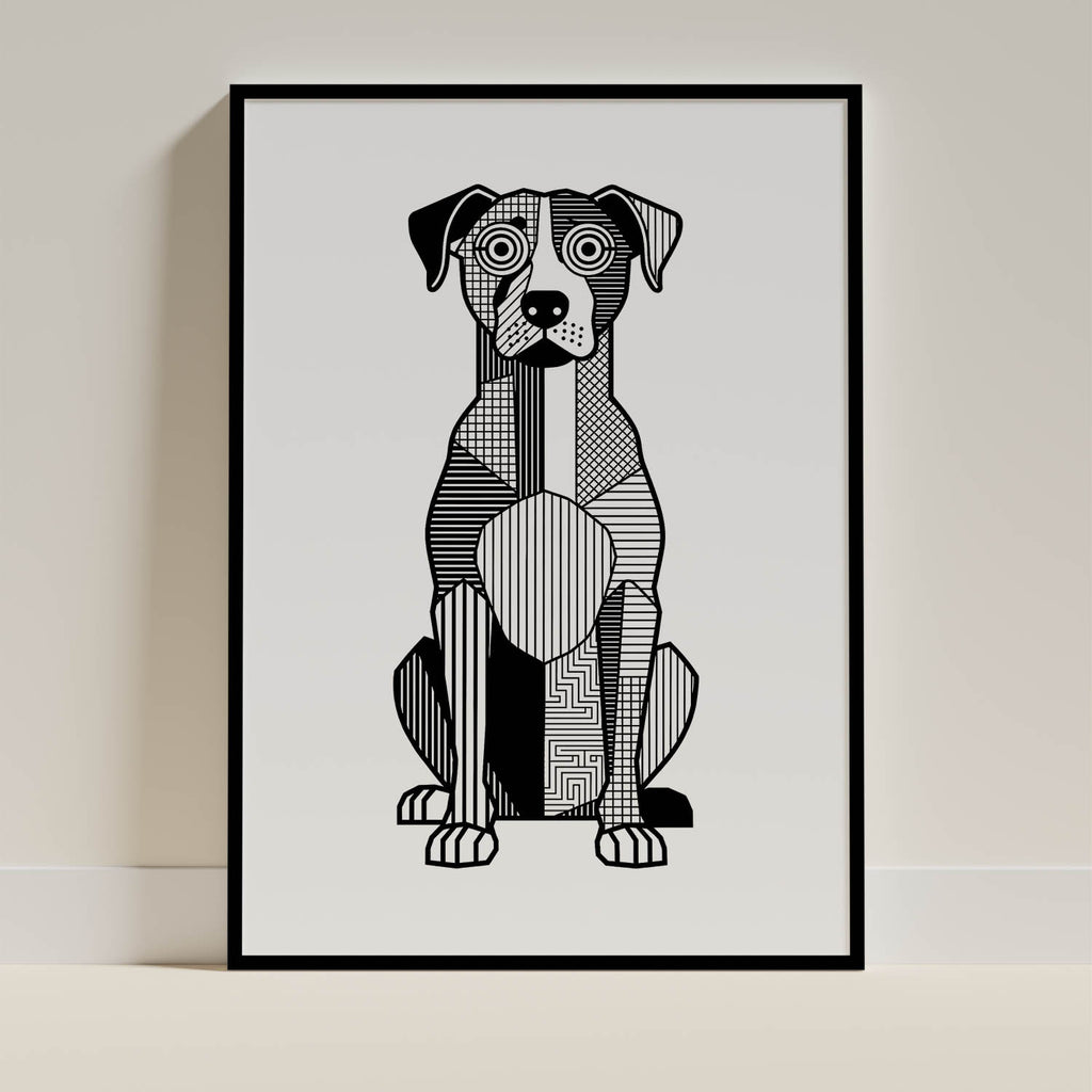 Bull Arab Geometric Line Art Print - Framed Mockup
