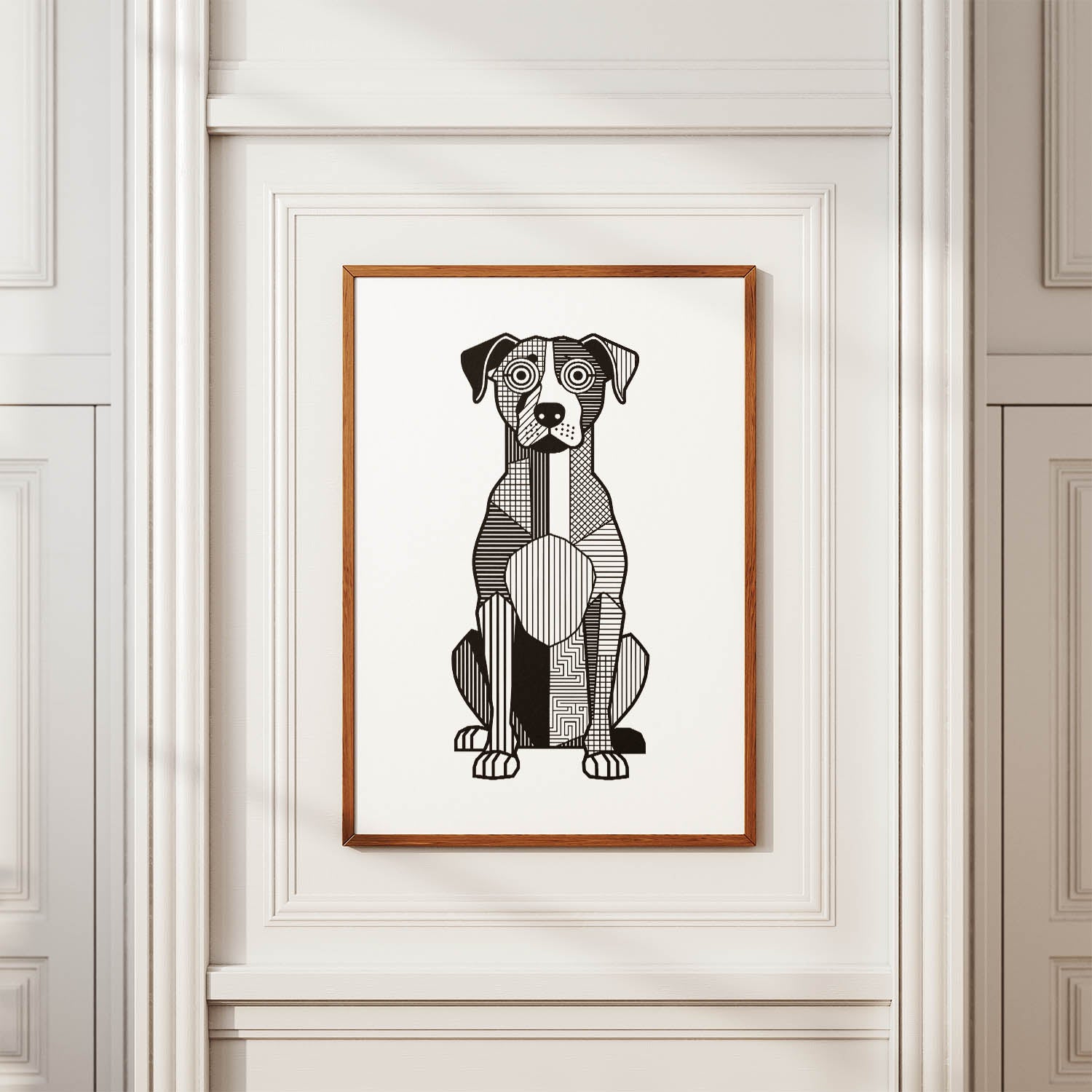 Bull Arab Geometric Line Art Print - Framed Mockup