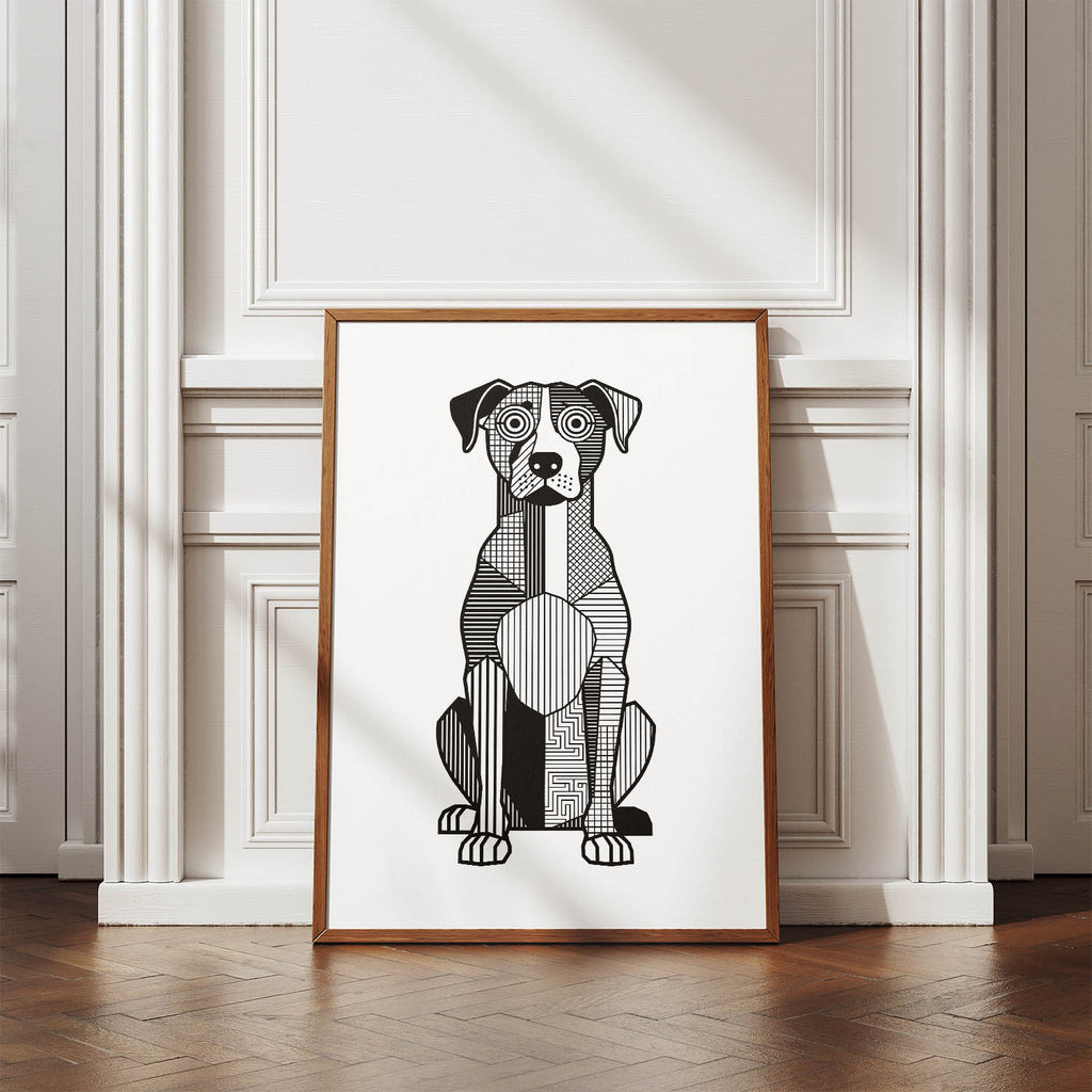Bull Arab Geometric Line Art Print - Framed Mockup