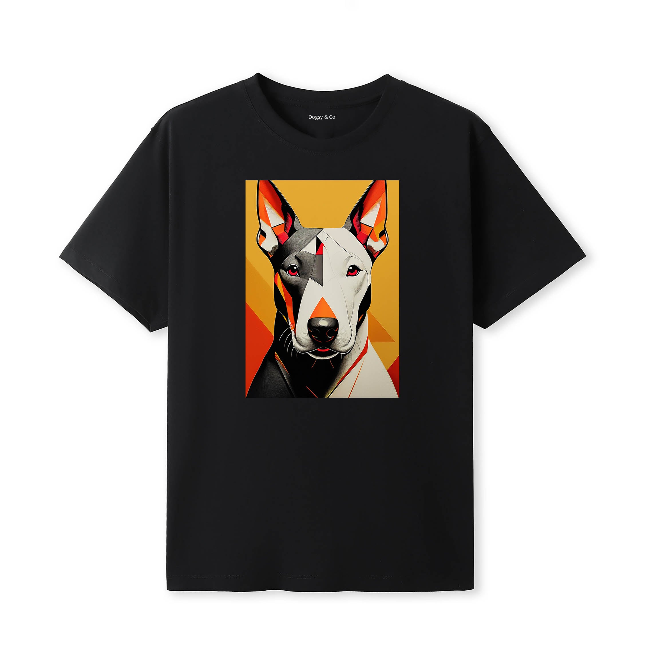 Bull Terrier Retro Geo Orange Dog T-Shirt | Dogsy & Co