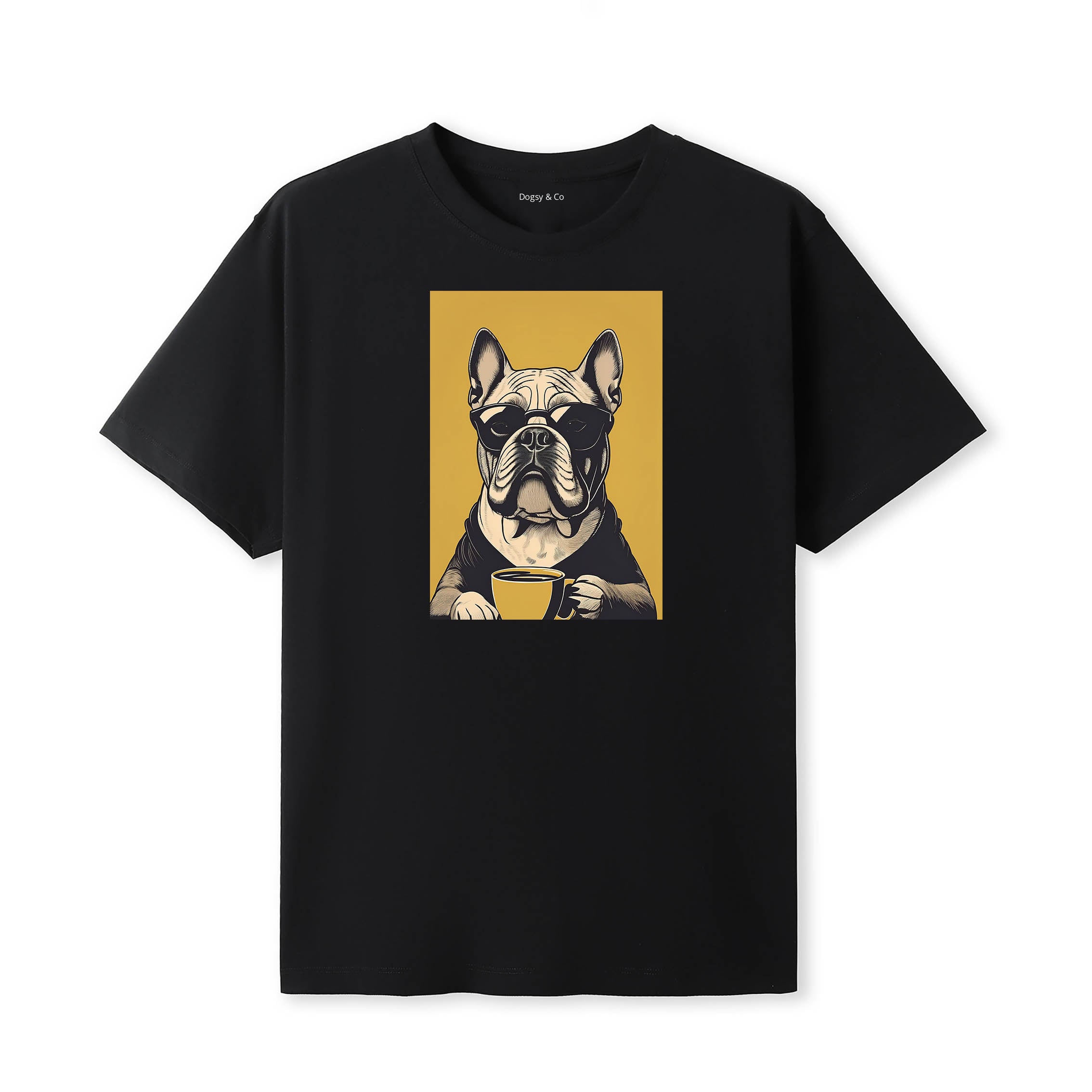 Bulldog Coffee Dog T-Shirt V3 Black