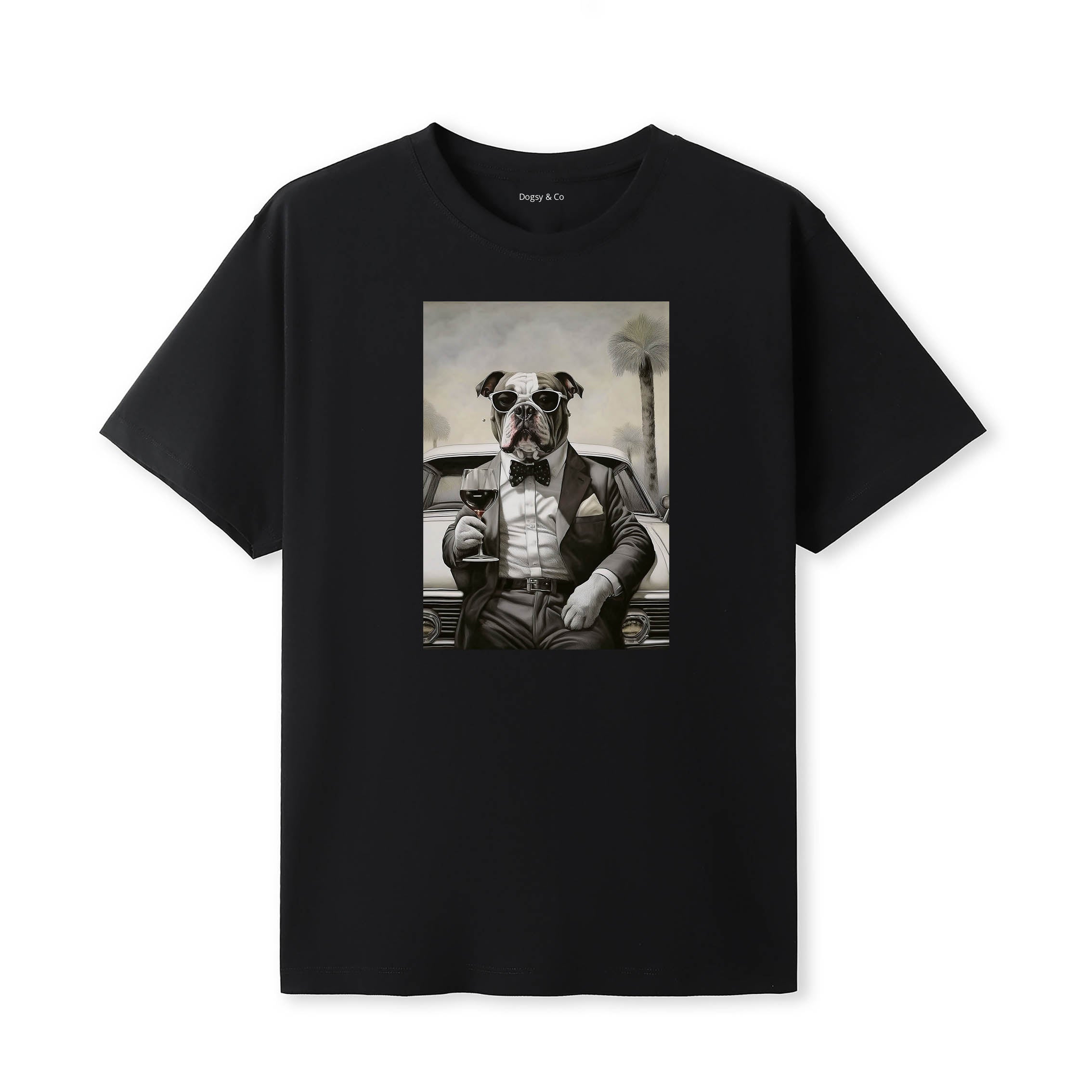 Bulldog distinguished gentleman dog t-shirt - black