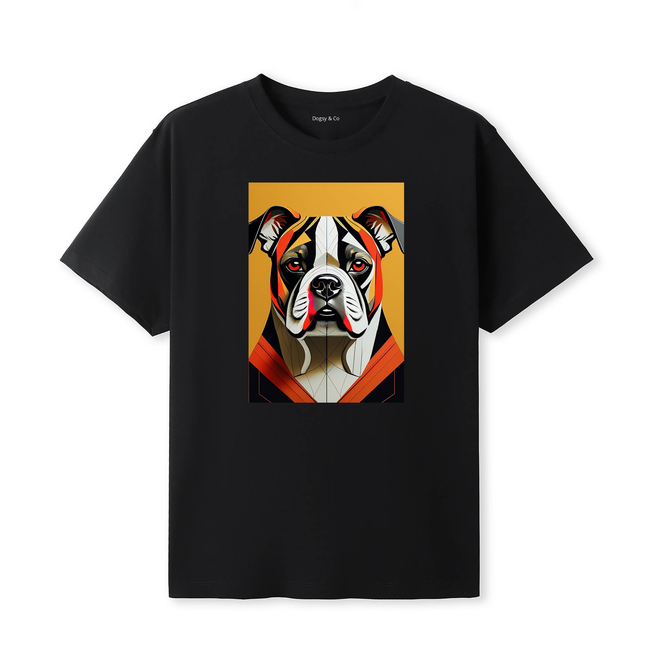 Bulldog Retro Geo Orange Dog T-Shirt | Dogsy & Co