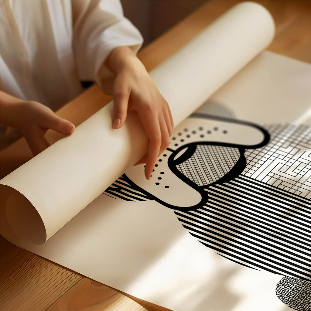 Bulldog Geometric Line Art Print - Framed Mockup