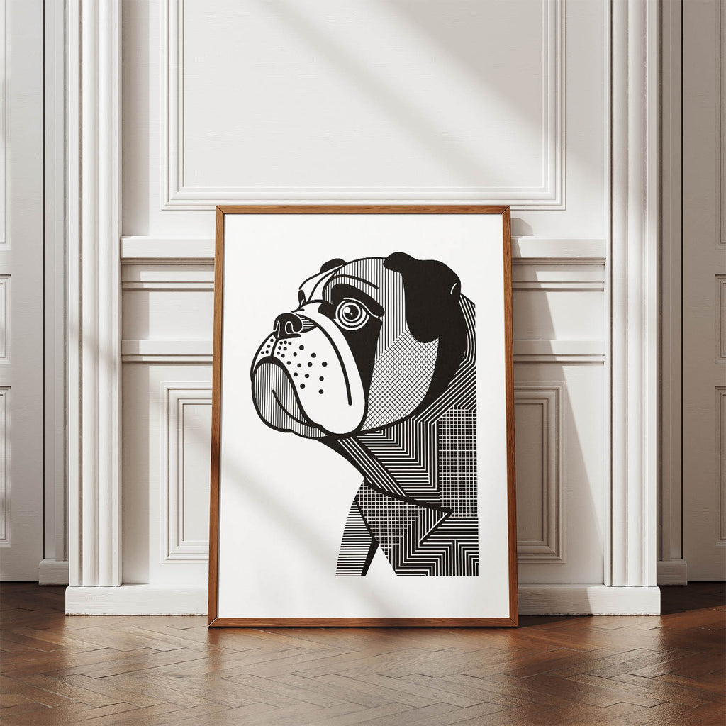 Bulldog Geometric Line Art mockup