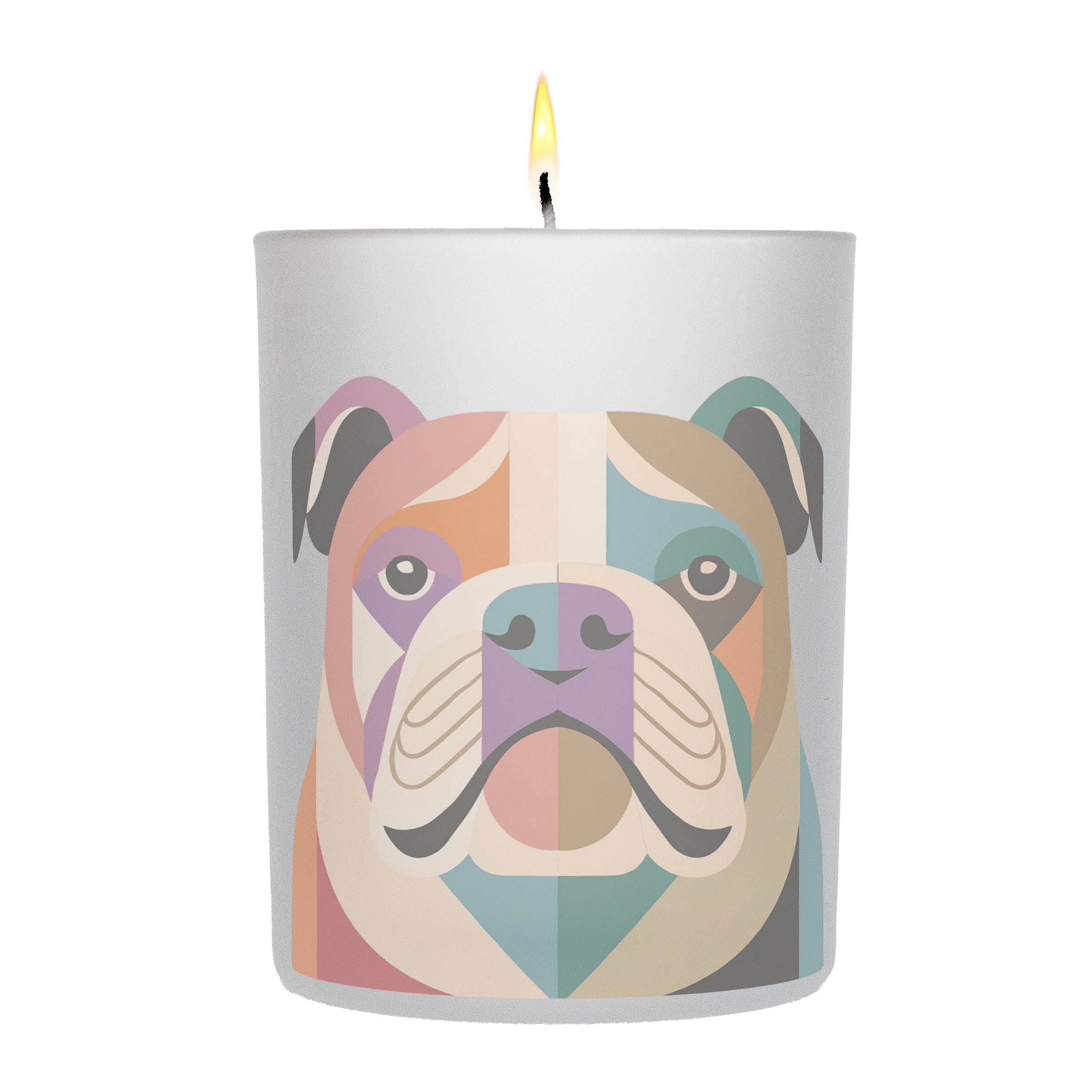 Bulldog Graphic Retro Chic Frosted Candle