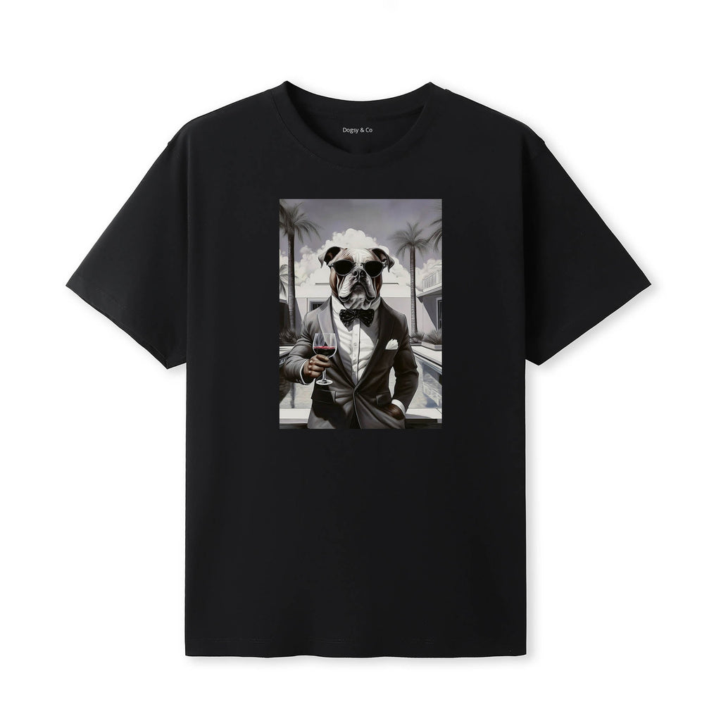 Bulldog distinguished gentleman dog t-shirt - black