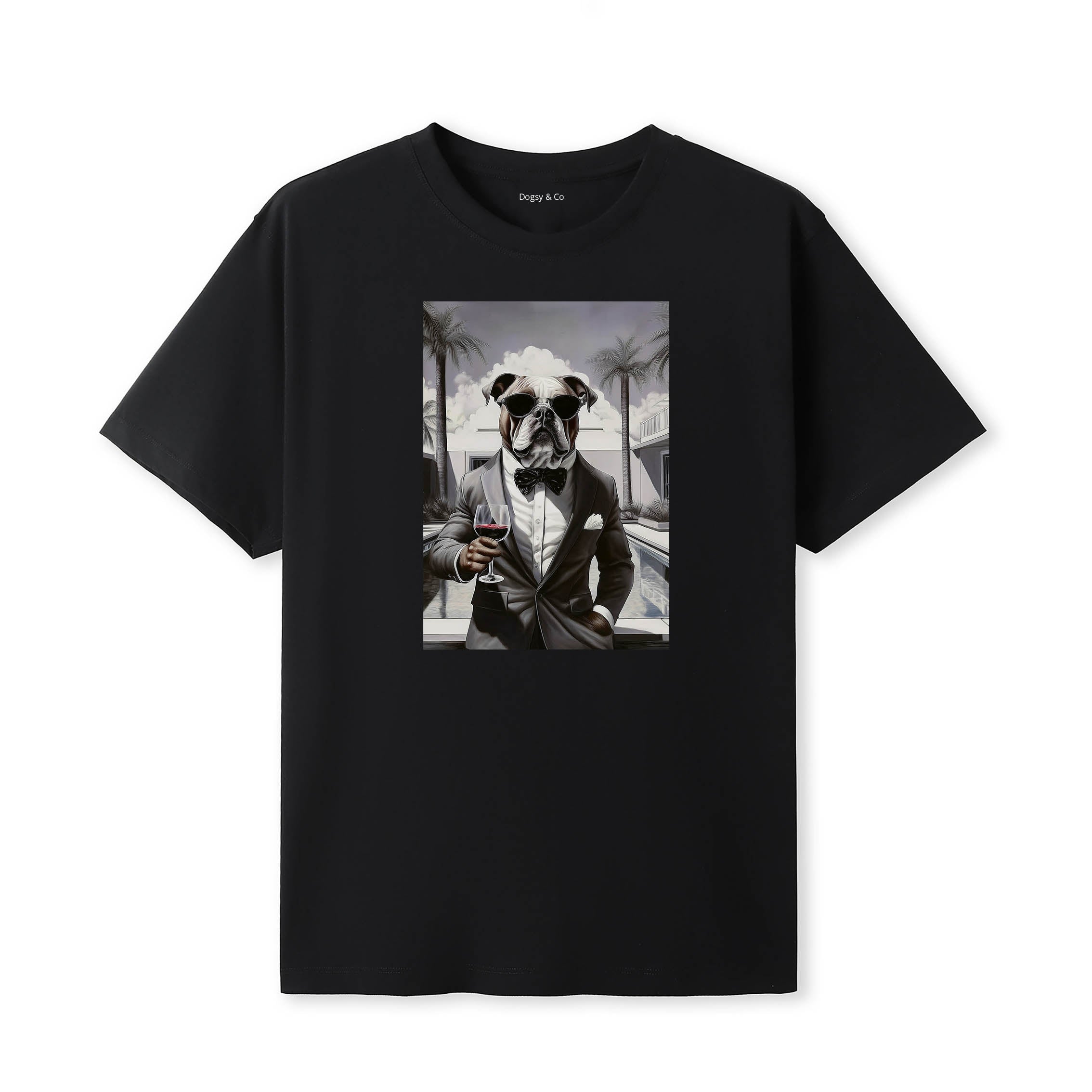 Bulldog distinguished gentleman dog t-shirt - black