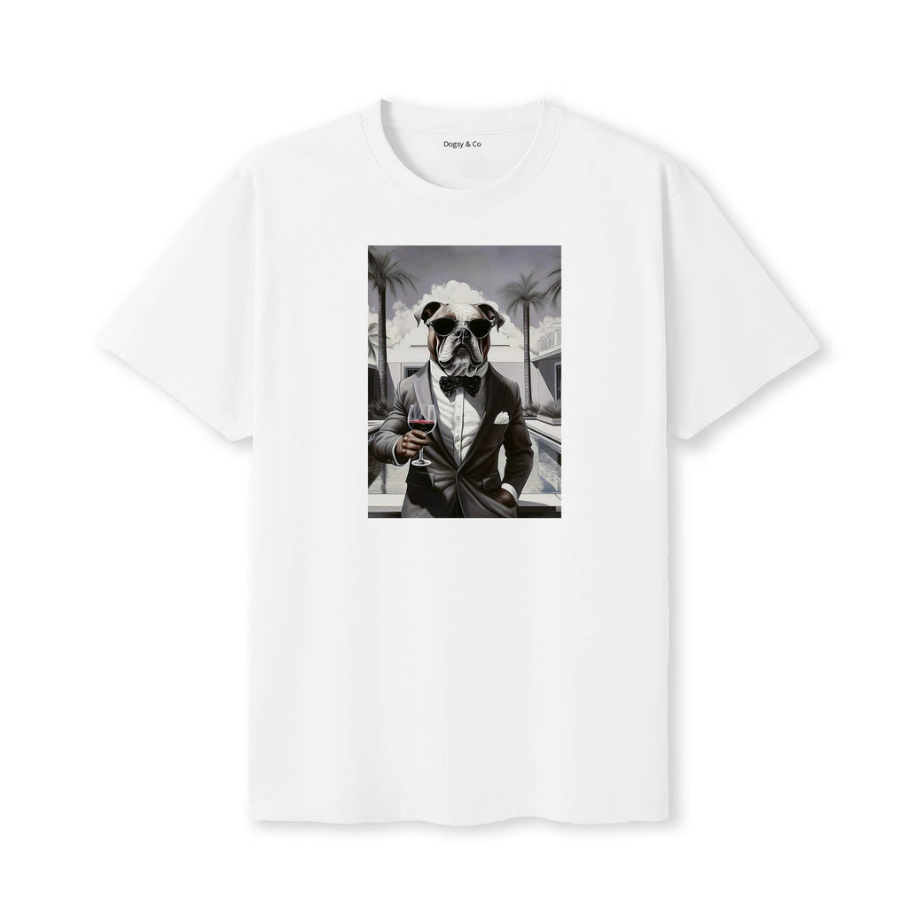 Bulldog distinguished gentleman dog t-shirt - white