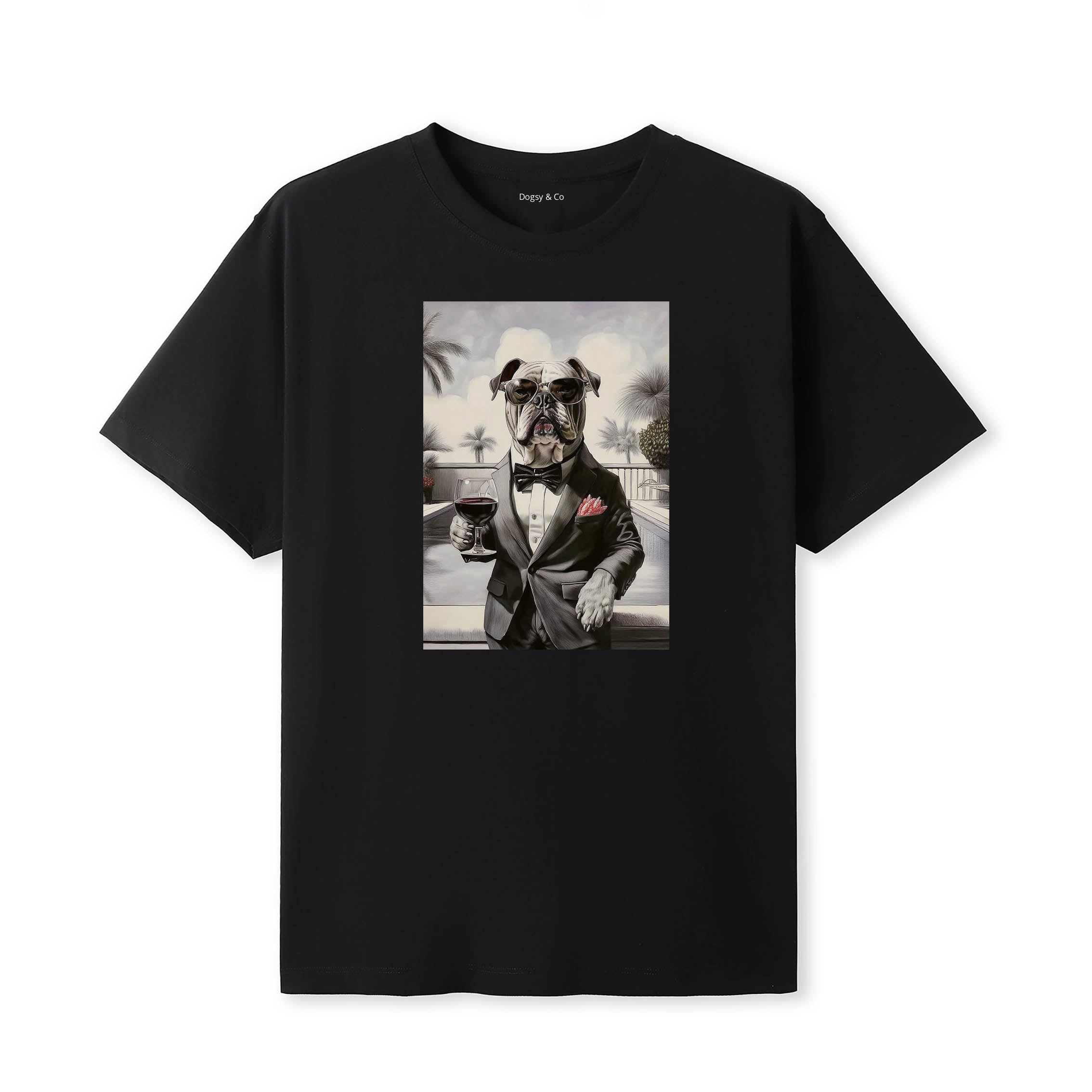 Bulldog distinguished gentleman dog t-shirt - black