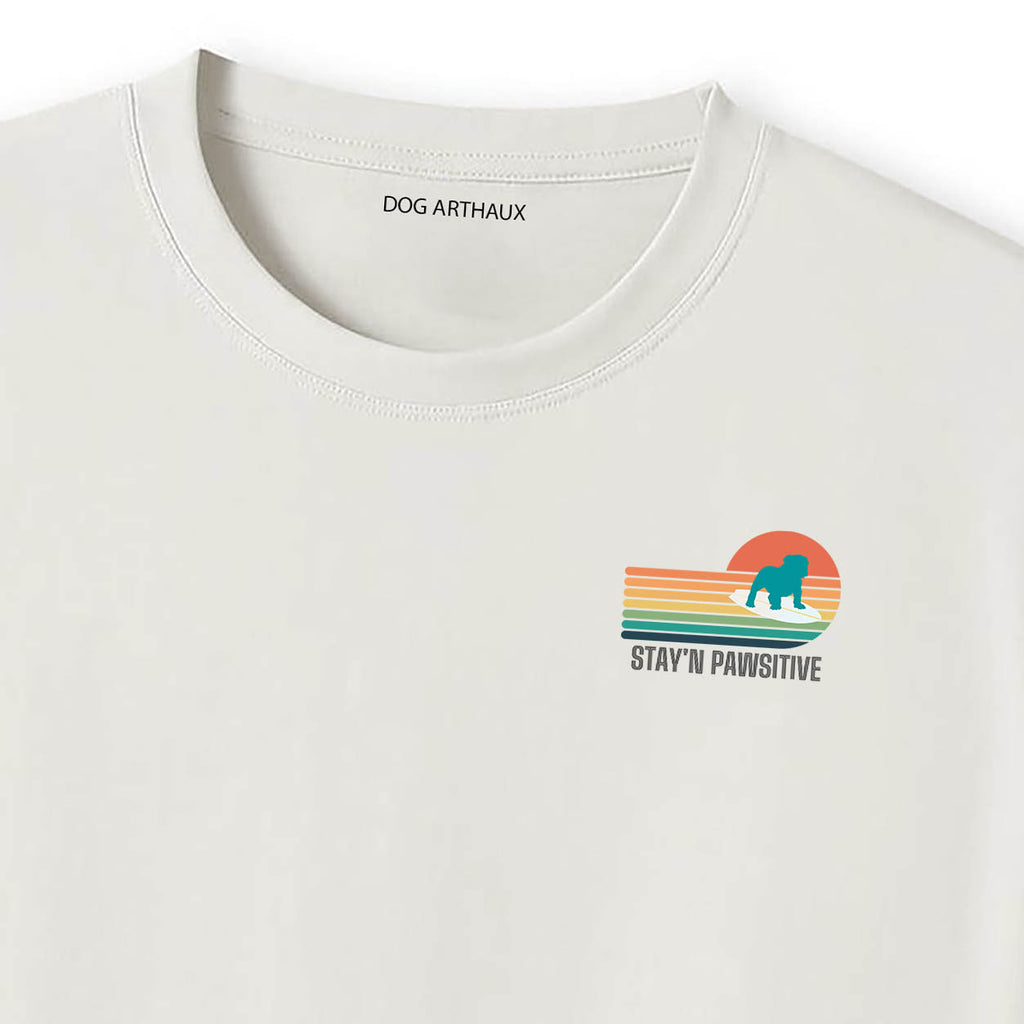 Bullmastiff Stay'n Pawsitive  Retro Surfer Dog T-Shirt