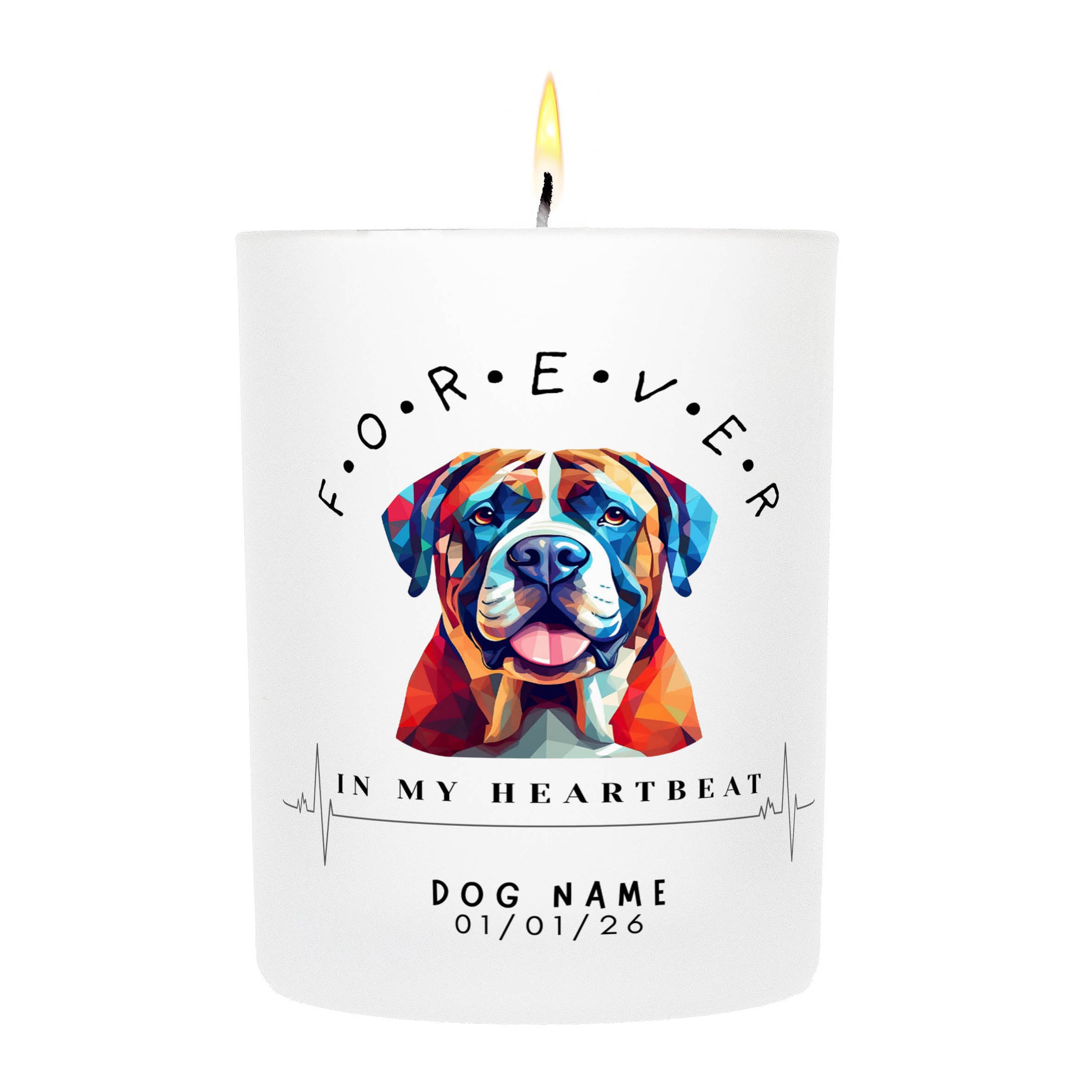 Bullmastiff – Forever in My Heartbeat Custom Candle
