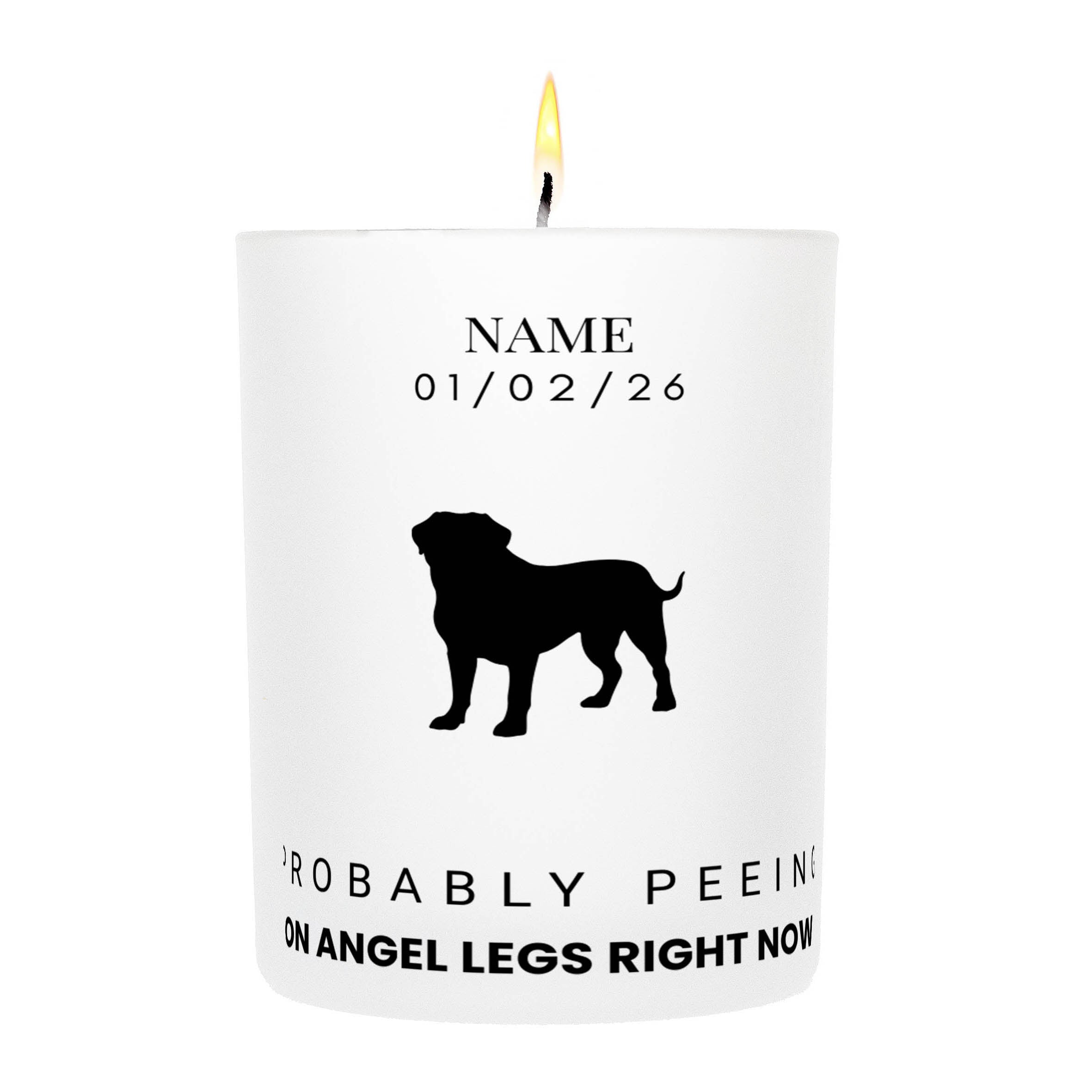Bullmastiff – Probably Peeing on Angel Legs Right Now Custom Candle
