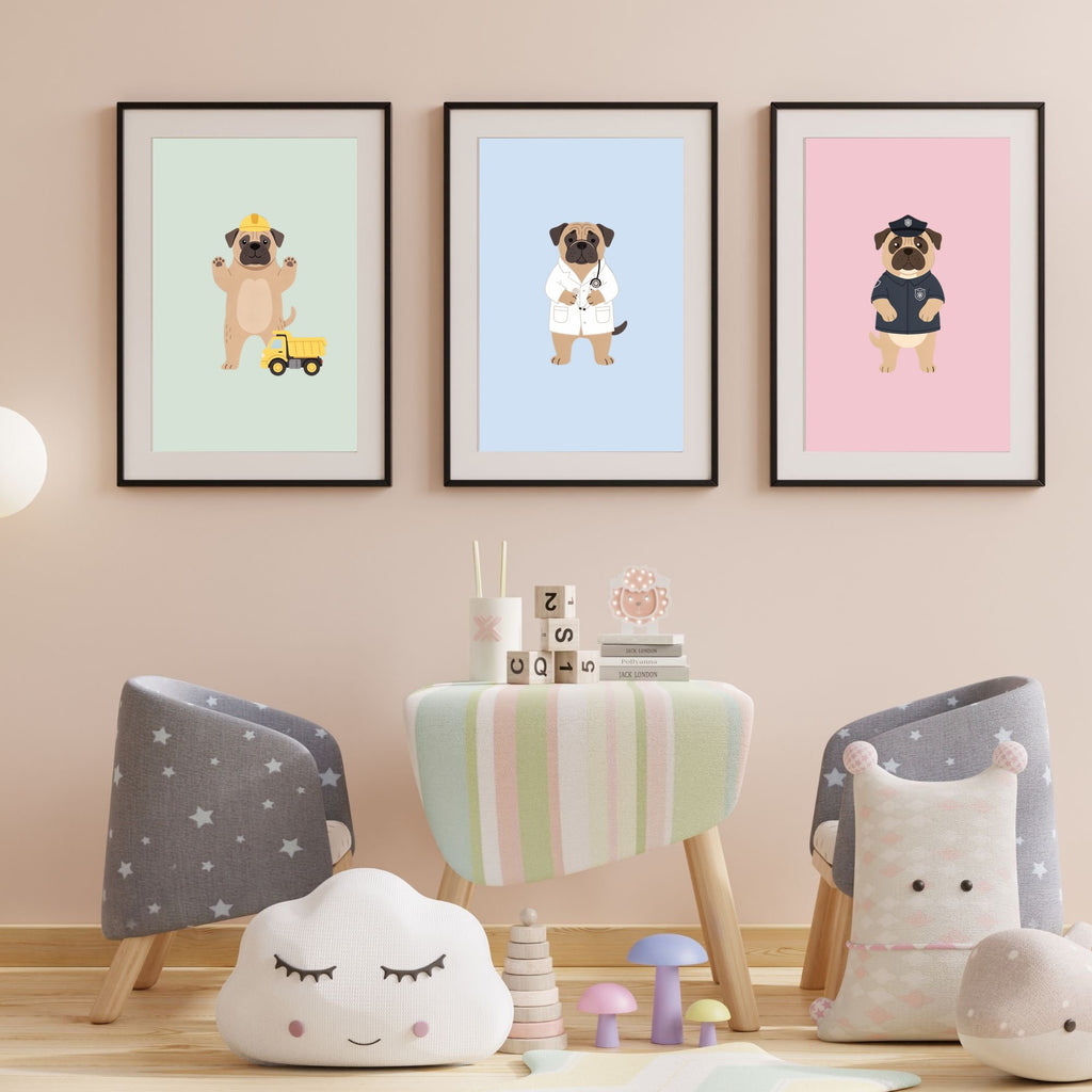 Bullmastiff Kids Nursery Wall Art Print Bundle — 22 Dog Costume Designs, 5 Colours, 6 Print Sizes | Digital Download