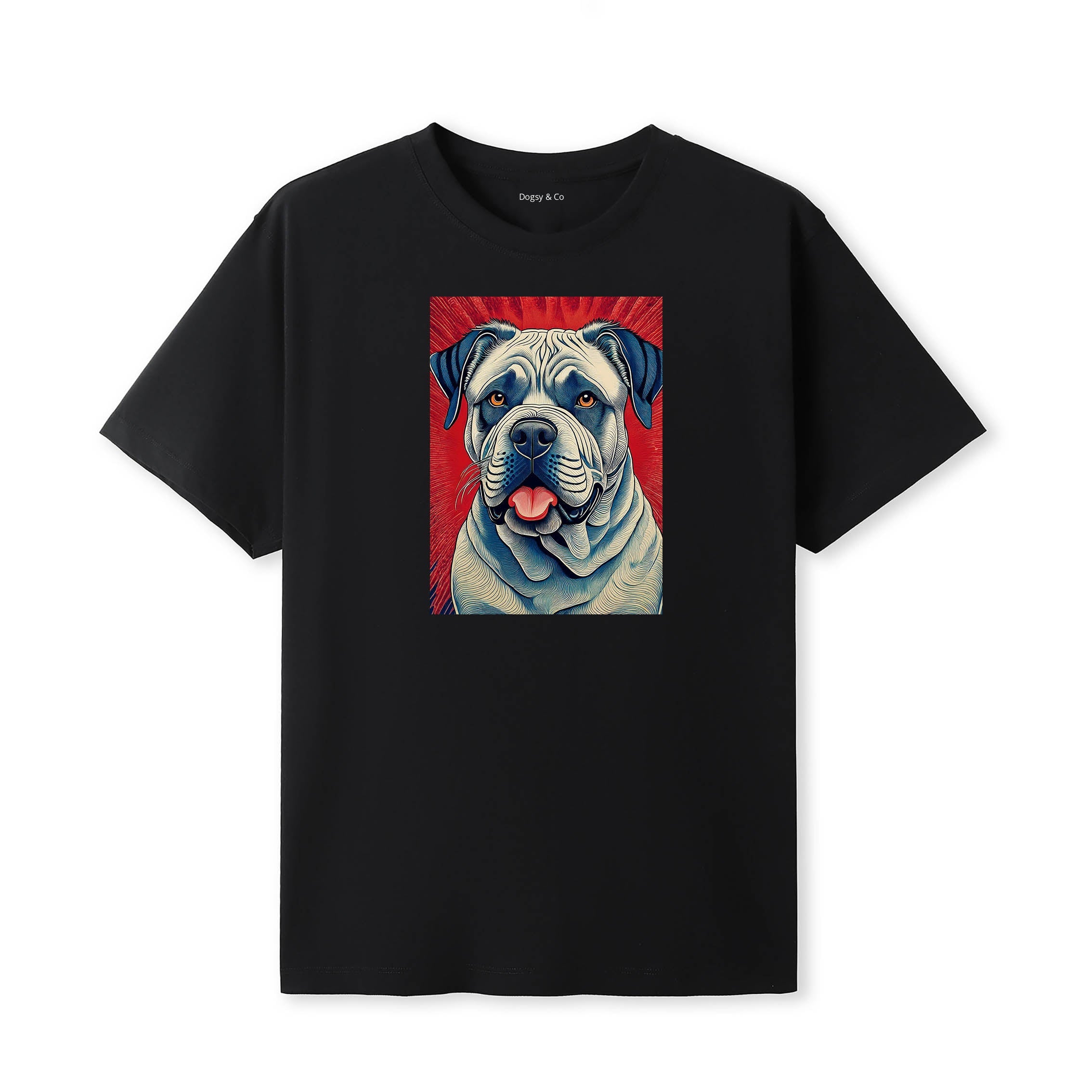 Bullmastiff Hokusai Dog Portrait T-Shirt Black