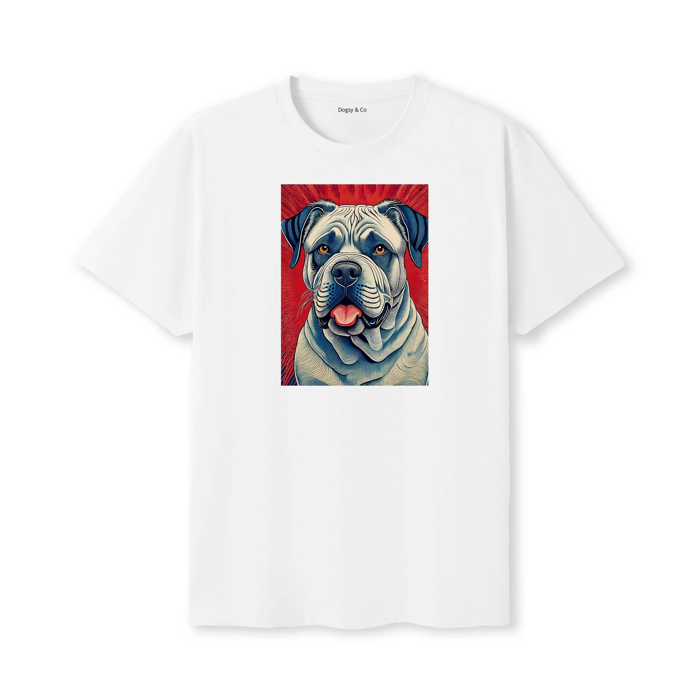 Bullmastiff Hokusai Dog Portrait T-Shirt White