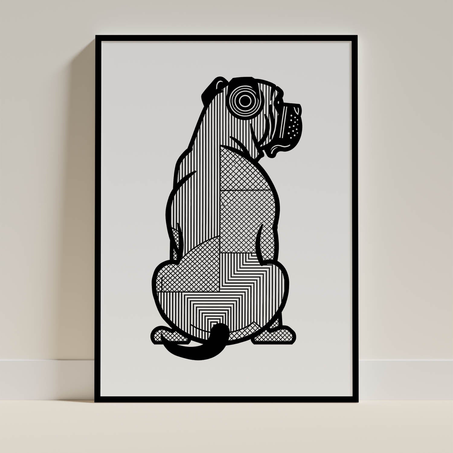 Bullmastiff Geometric Line Art mockup