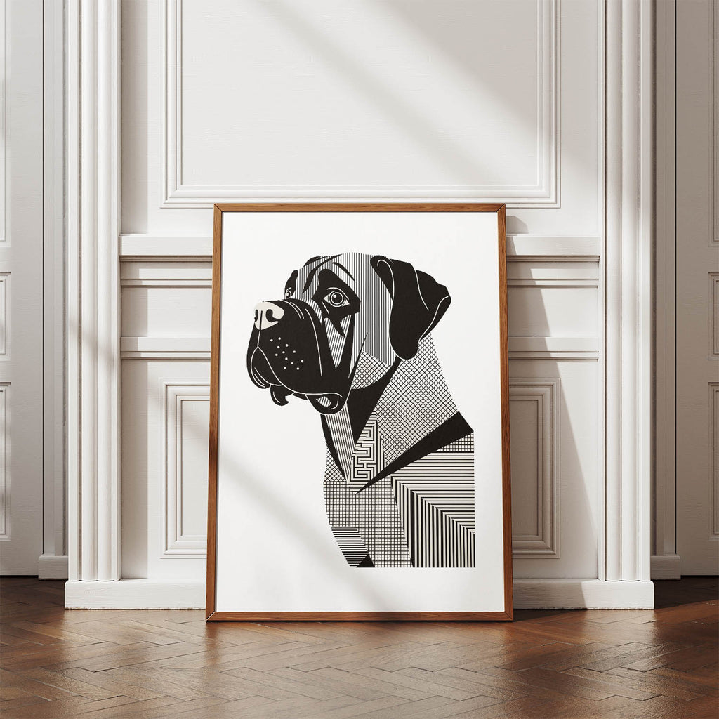 Bullmastiff Geometric Line Art mockup