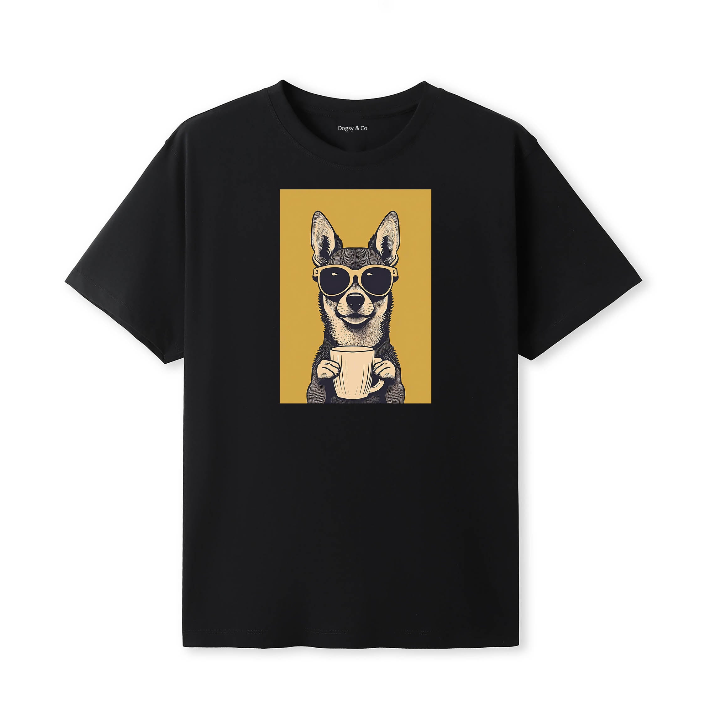 Chipoo Coffee Dog T-Shirt Black