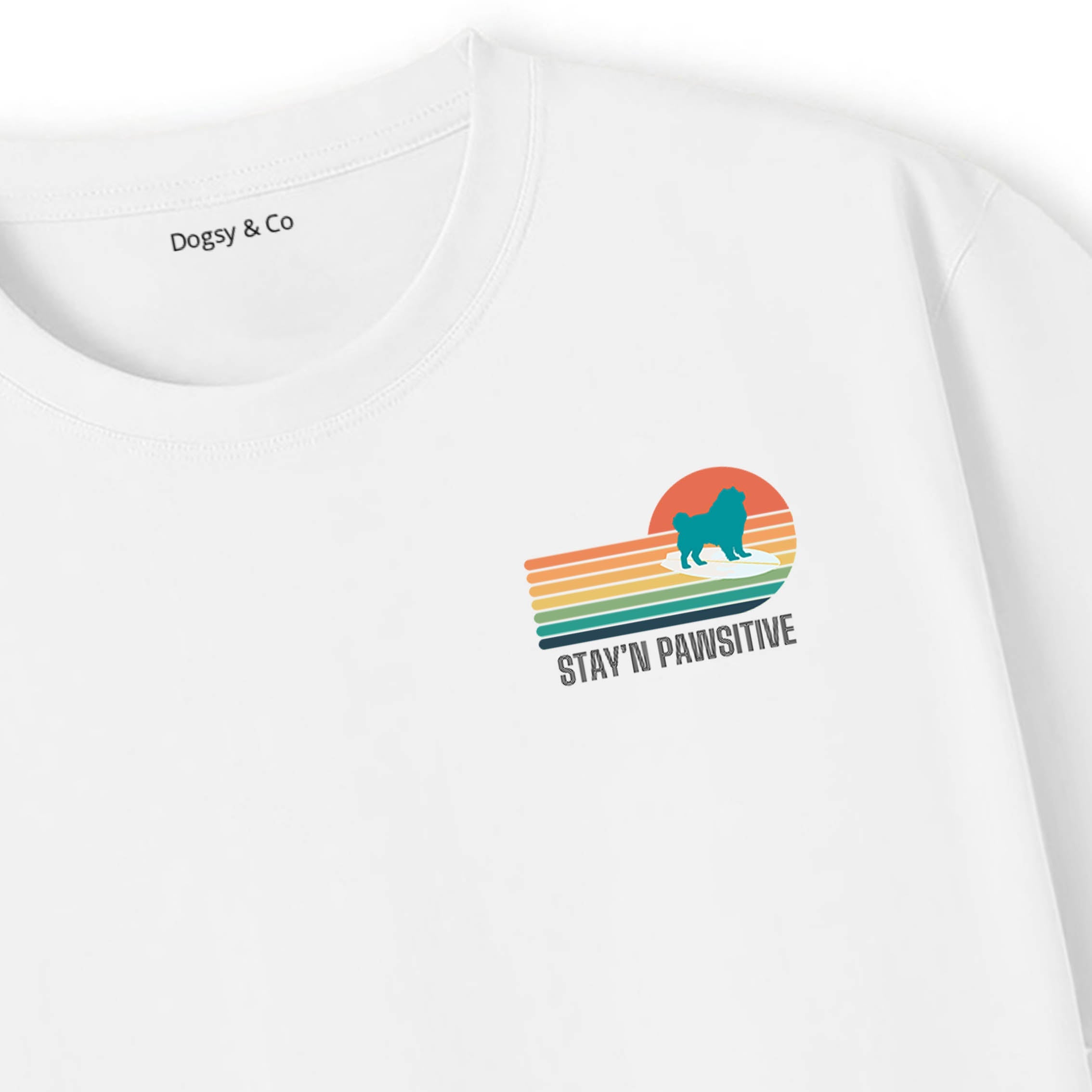 Chow Chow Stay'n Pawsitive Retro Surfer Dog T-Shirt | Dogsy & Co