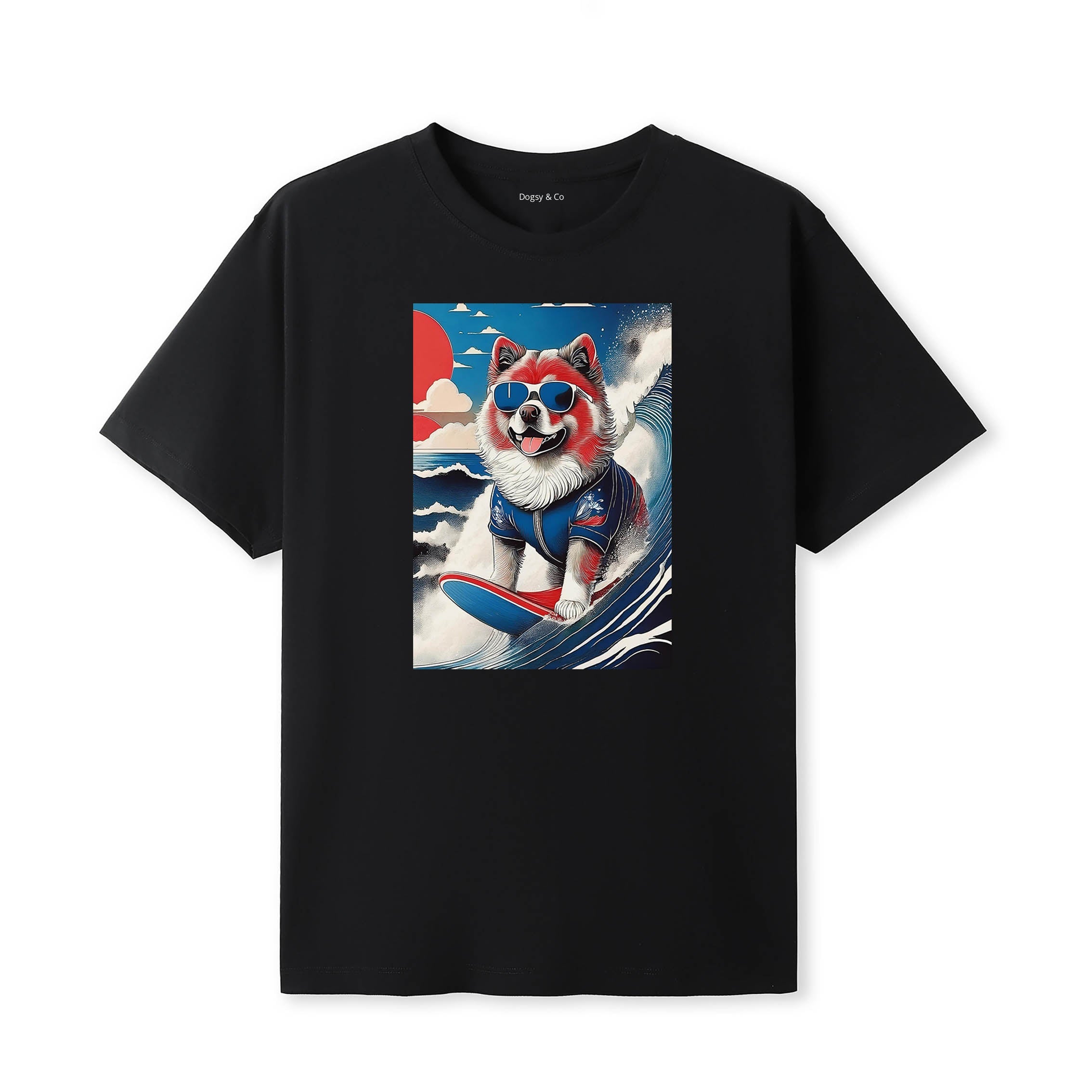 Chow Chow Surfer Hokusai Dogs T-Shirt Artwork
