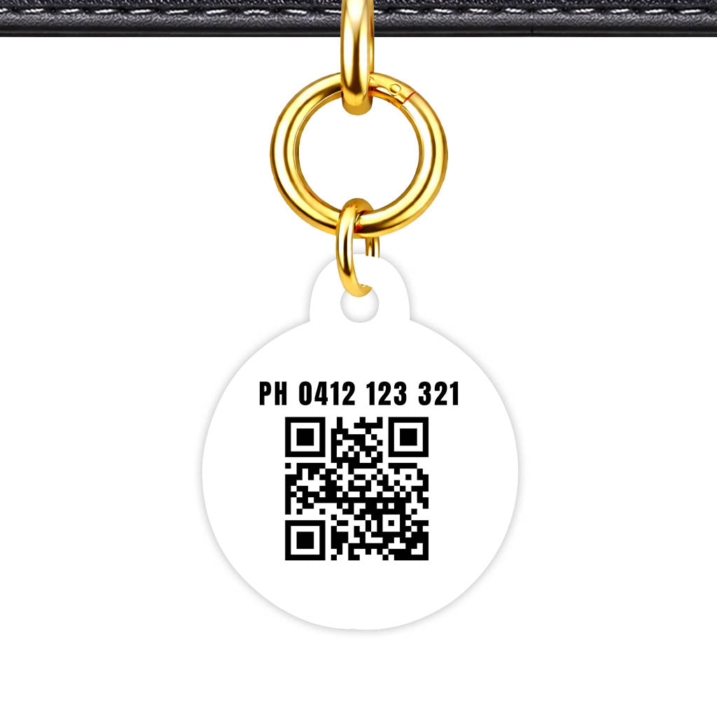 Paradise Flamingo Circle Shape QR Smart Pet ID Tag - Back View