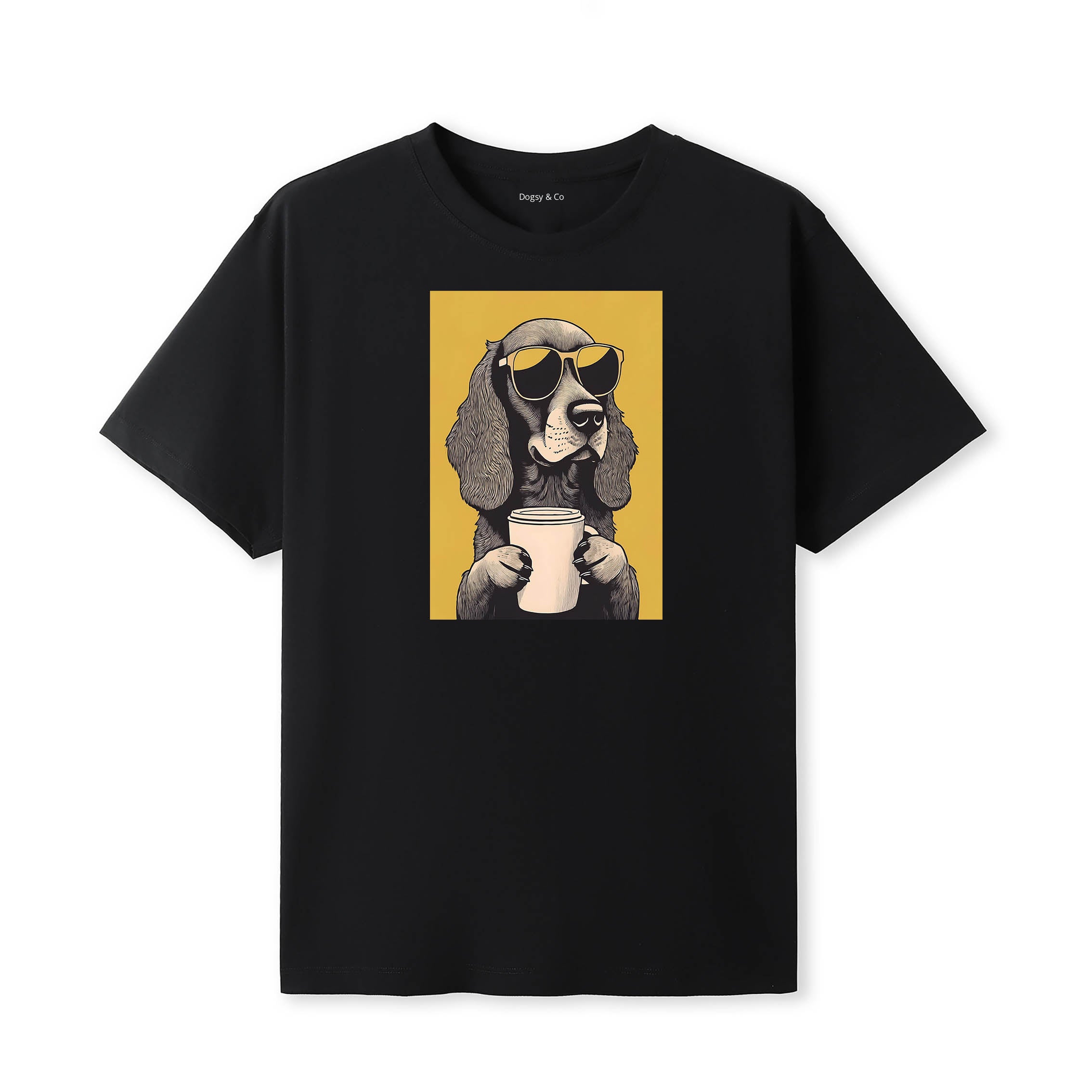 Cocker Spaniel Coffee Dog T-Shirt Black
