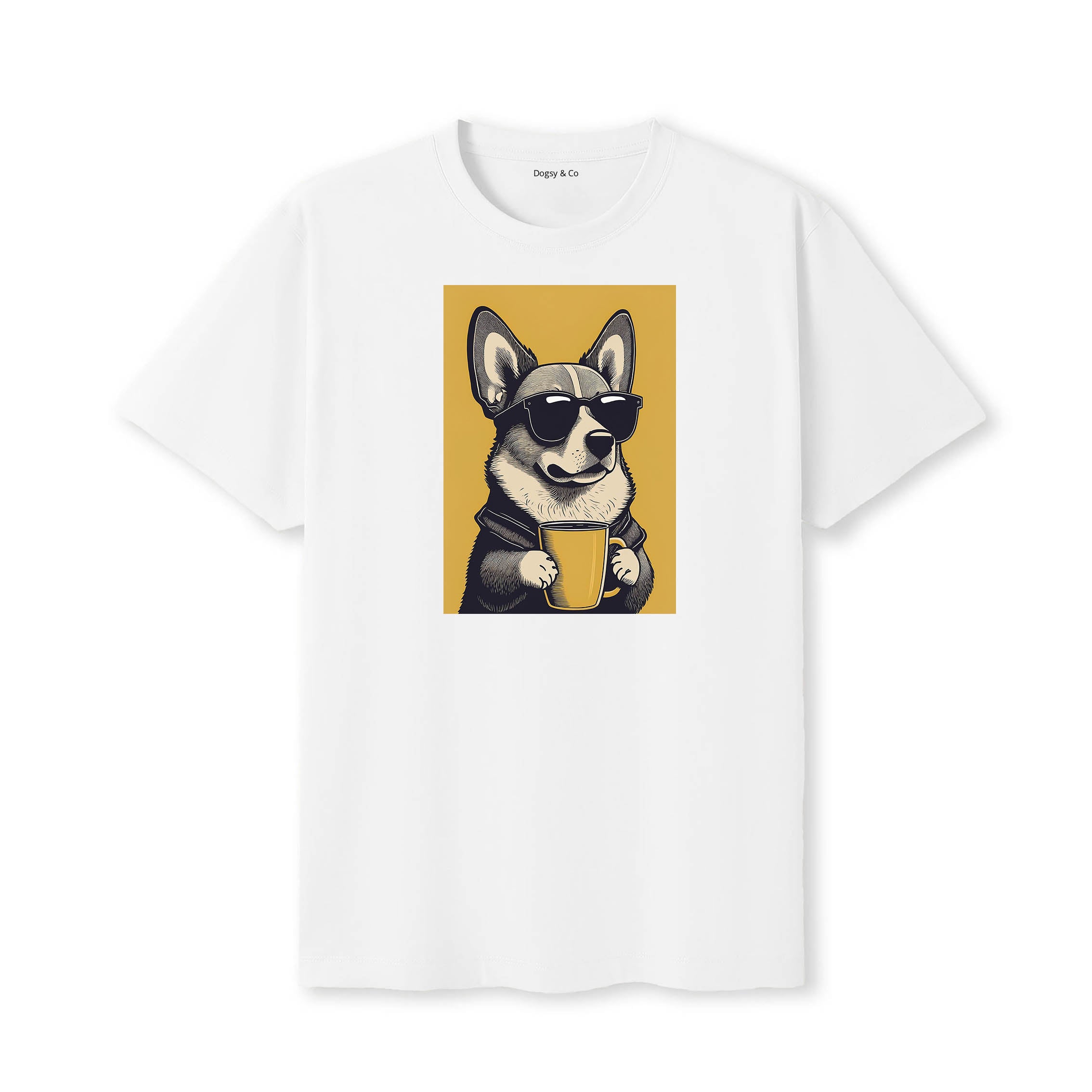 Corgi Coffee Dog T-Shirt White