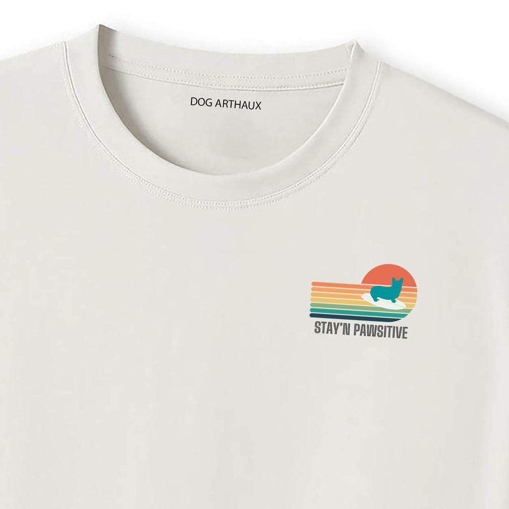 Corgi Stay'n Pawsitive  Retro Surfer Dog T-Shirt