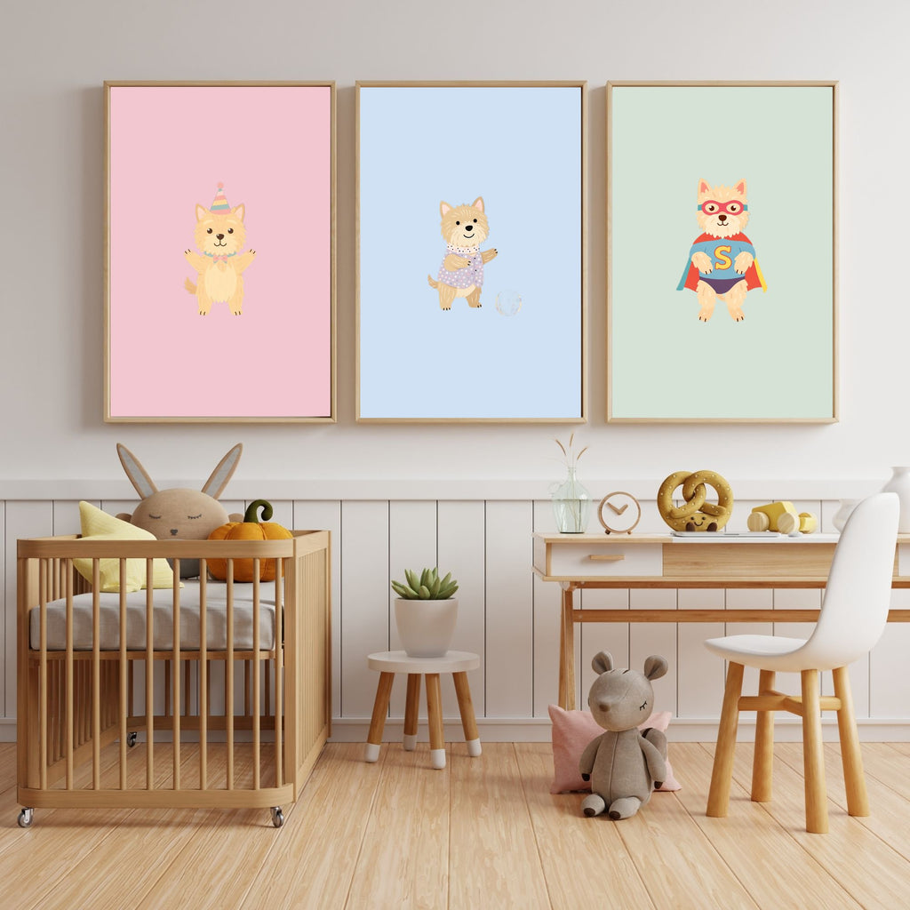 Cairn Terrier Kids Nursery Wall Art Print Bundle — 22 Dog Costume Designs, 5 Colours, 6 Print Sizes | Digital Download