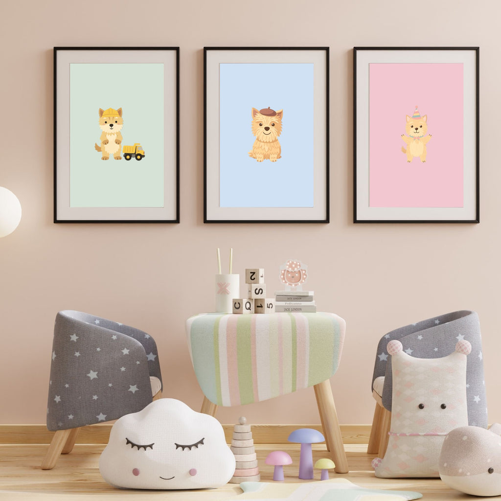 Cairn Terrier Kids Nursery Wall Art Print Bundle — 22 Dog Costume Designs, 5 Colours, 6 Print Sizes | Digital Download