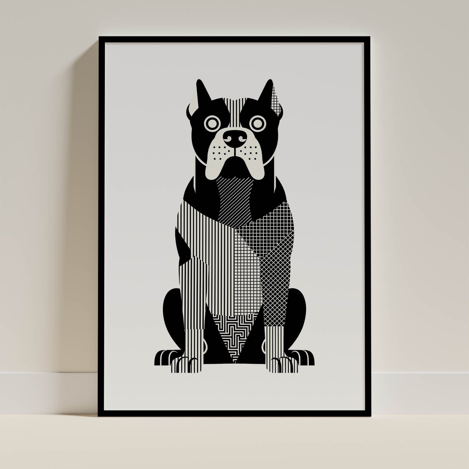 Cane Corso Geometric Line Art - Black Frame Mockup