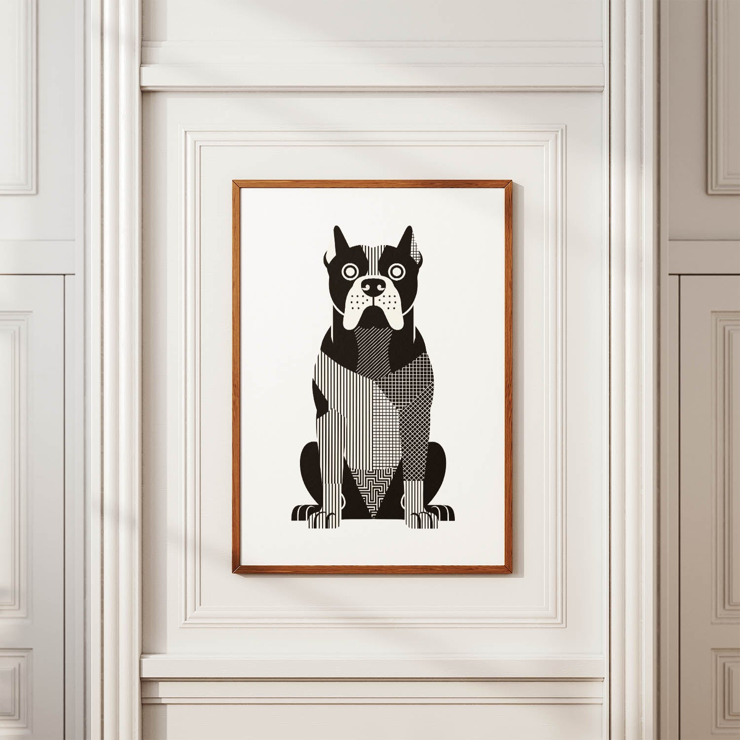 Cane Corso Geometric Line Art Print - Framed Mockup