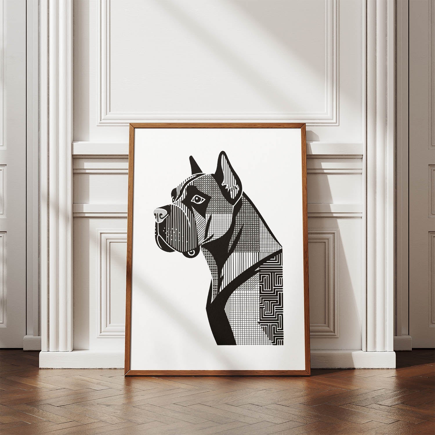 Cane Corso Geometric Line Art mockup