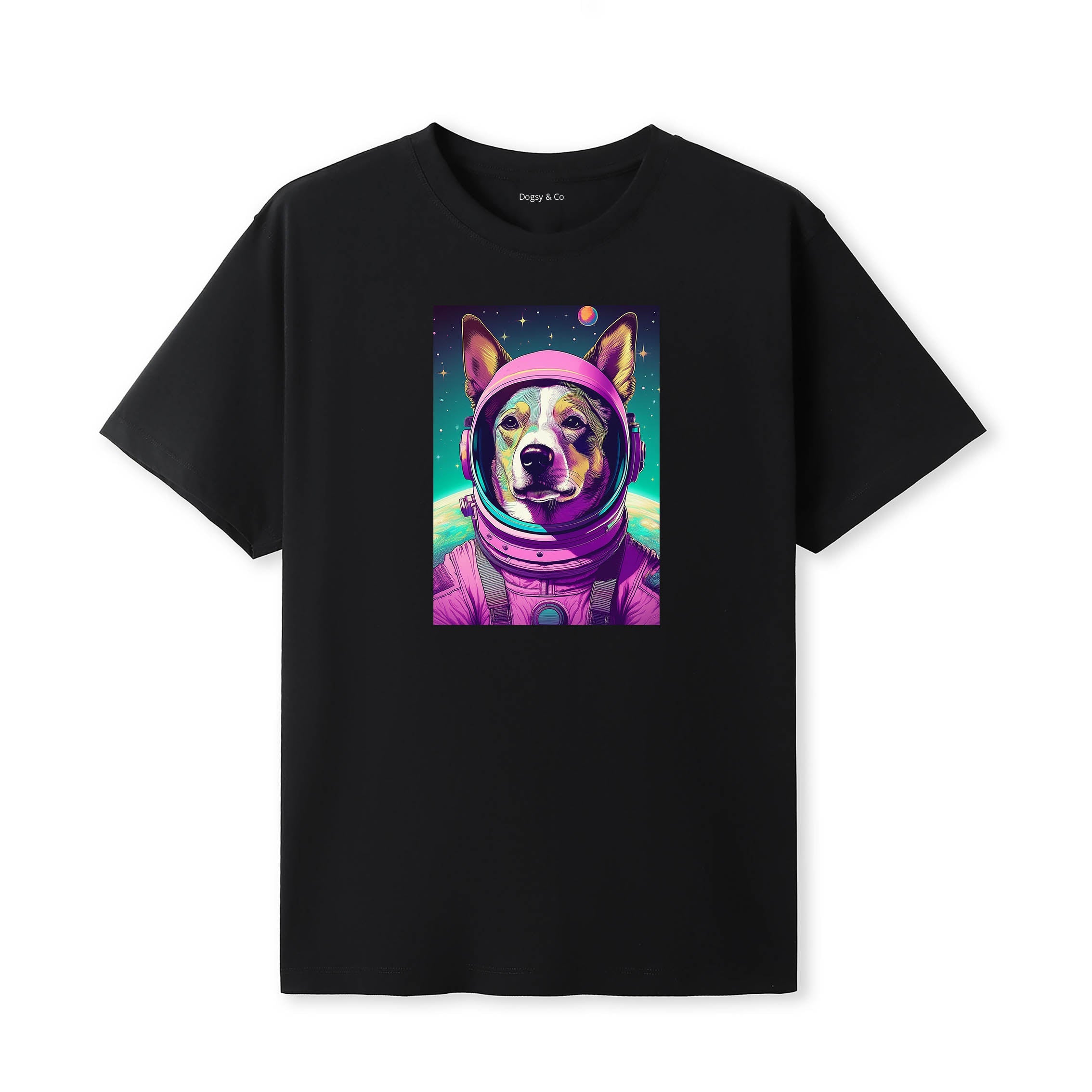 Cattle Dog Space Dogs T-Shirt colourful astronaut dog artwork in a retro space design