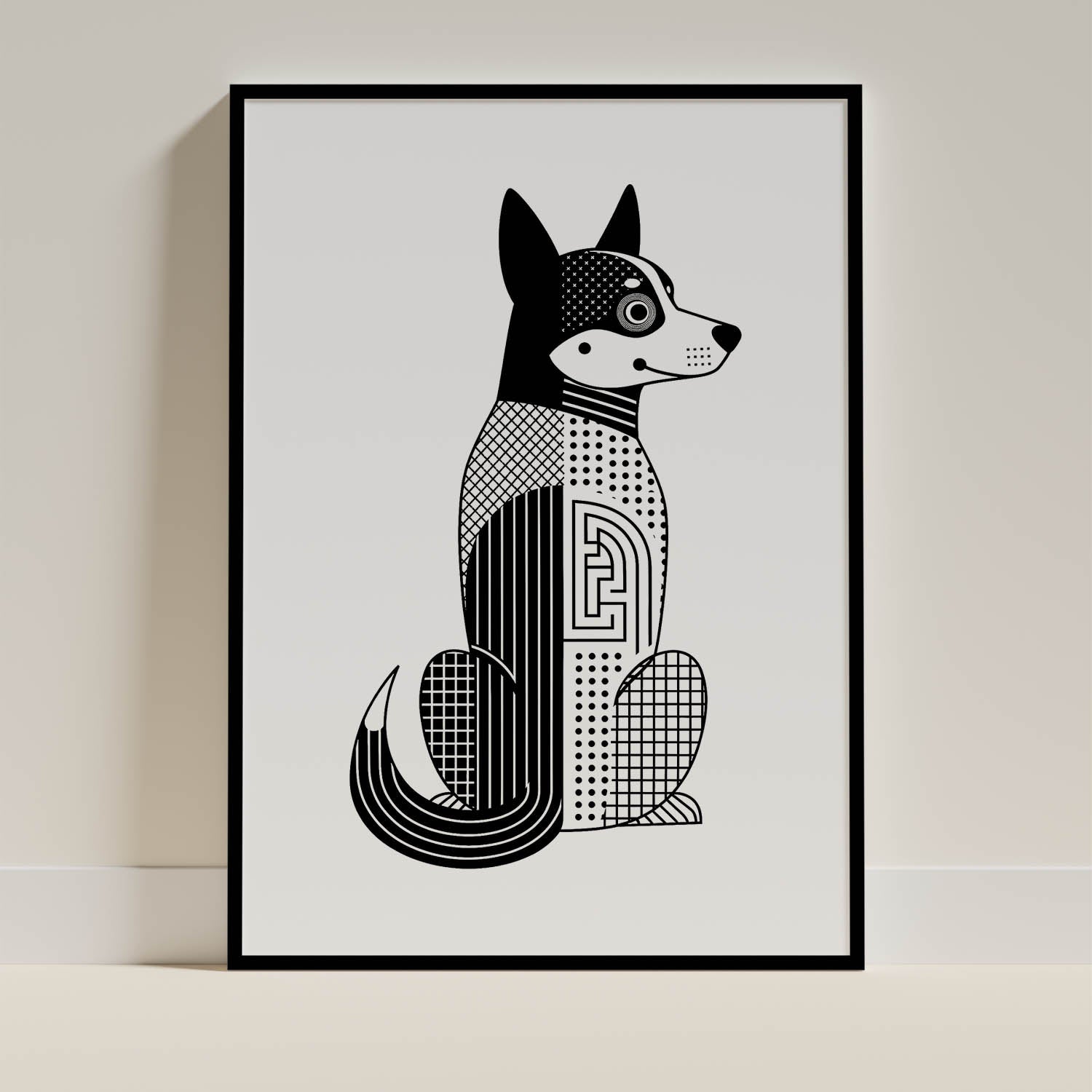 Cattle Dog Geometric Line Art mockup