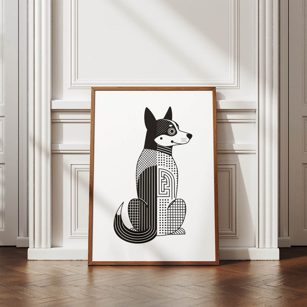 Cattle Dog Geometric Line Art mockup