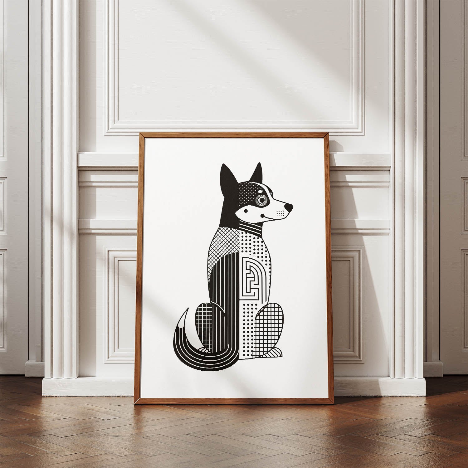 Cattle Dog Geometric Line Art mockup