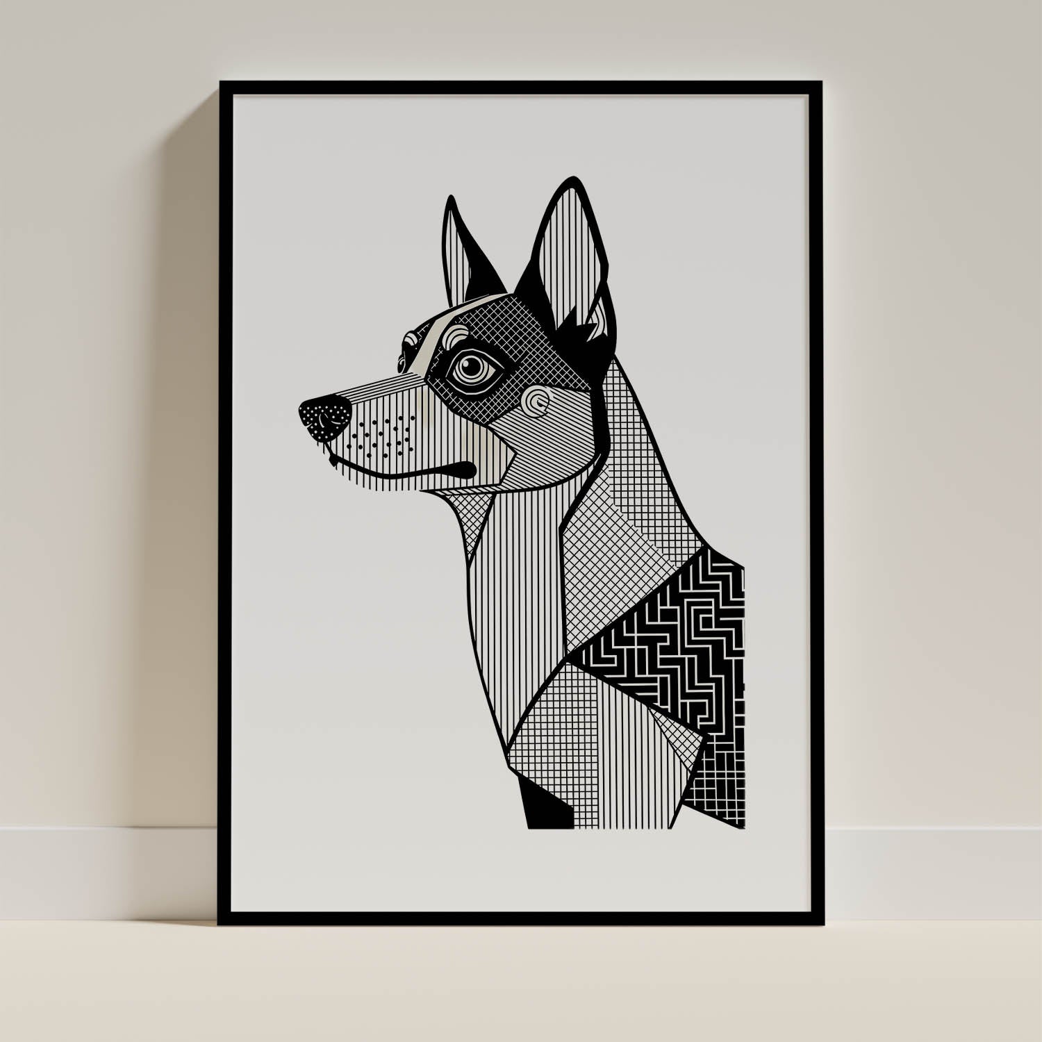 Cattle Dog Geometric Line Art mockup