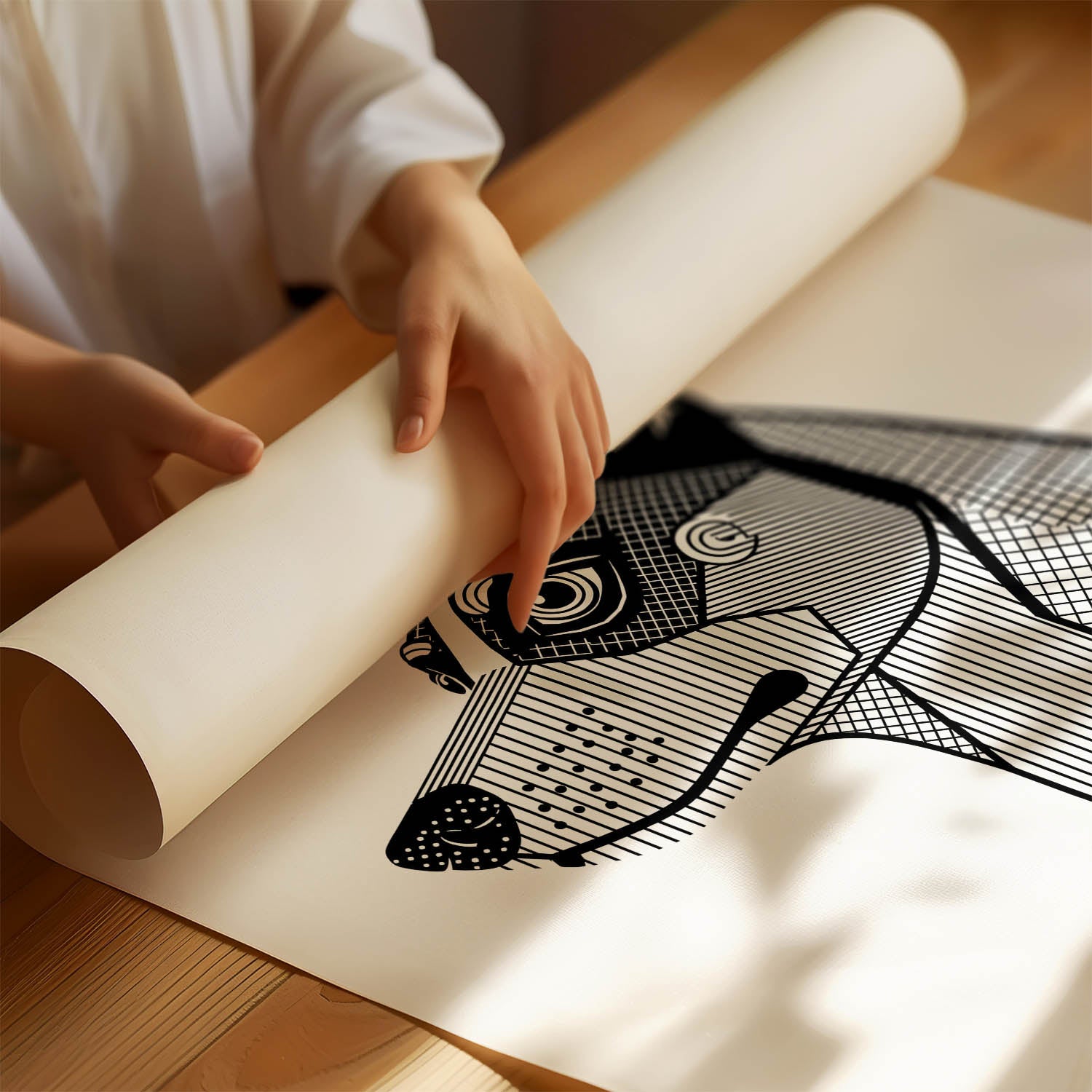 Cattle Dog Geometric Line Art mockup