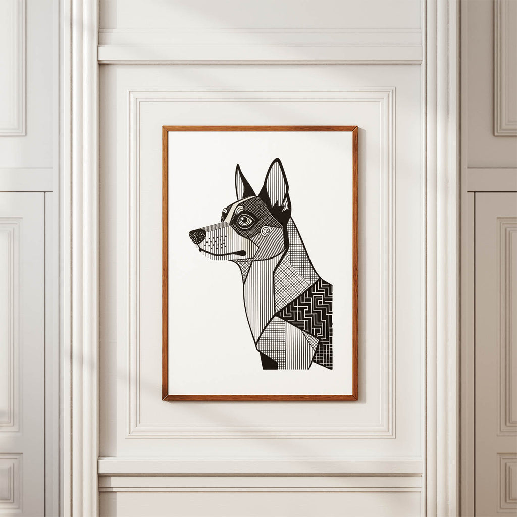 Cattle Dog Geometric Line Art mockup